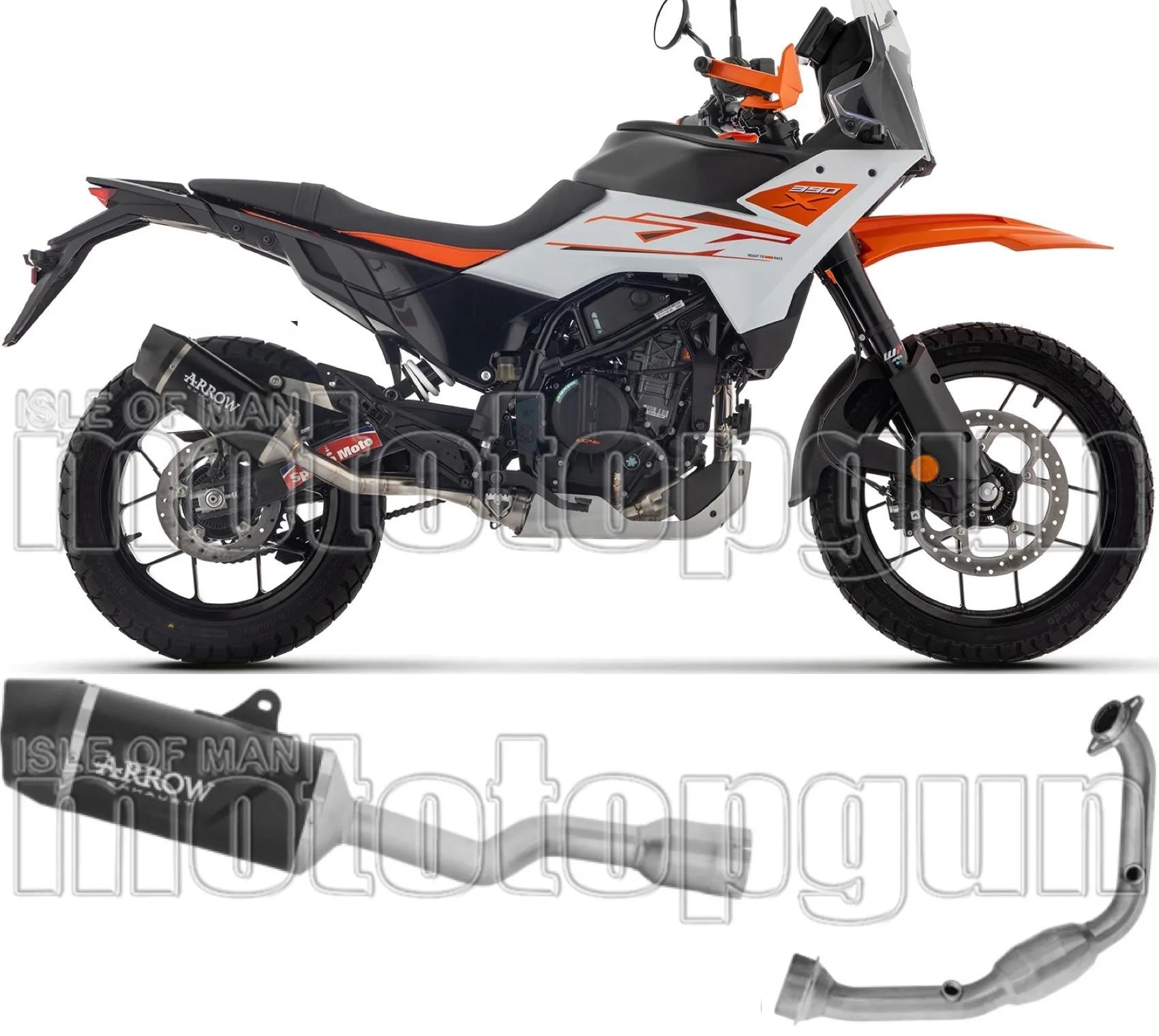 Complete Non-Catalytic Exhaust System With Sound Certification Indy-Race Evo Black Aluminium Carby End Cap - Arrow Special Parts Compatible With Ktm 390 Adventure R (2025-2026)