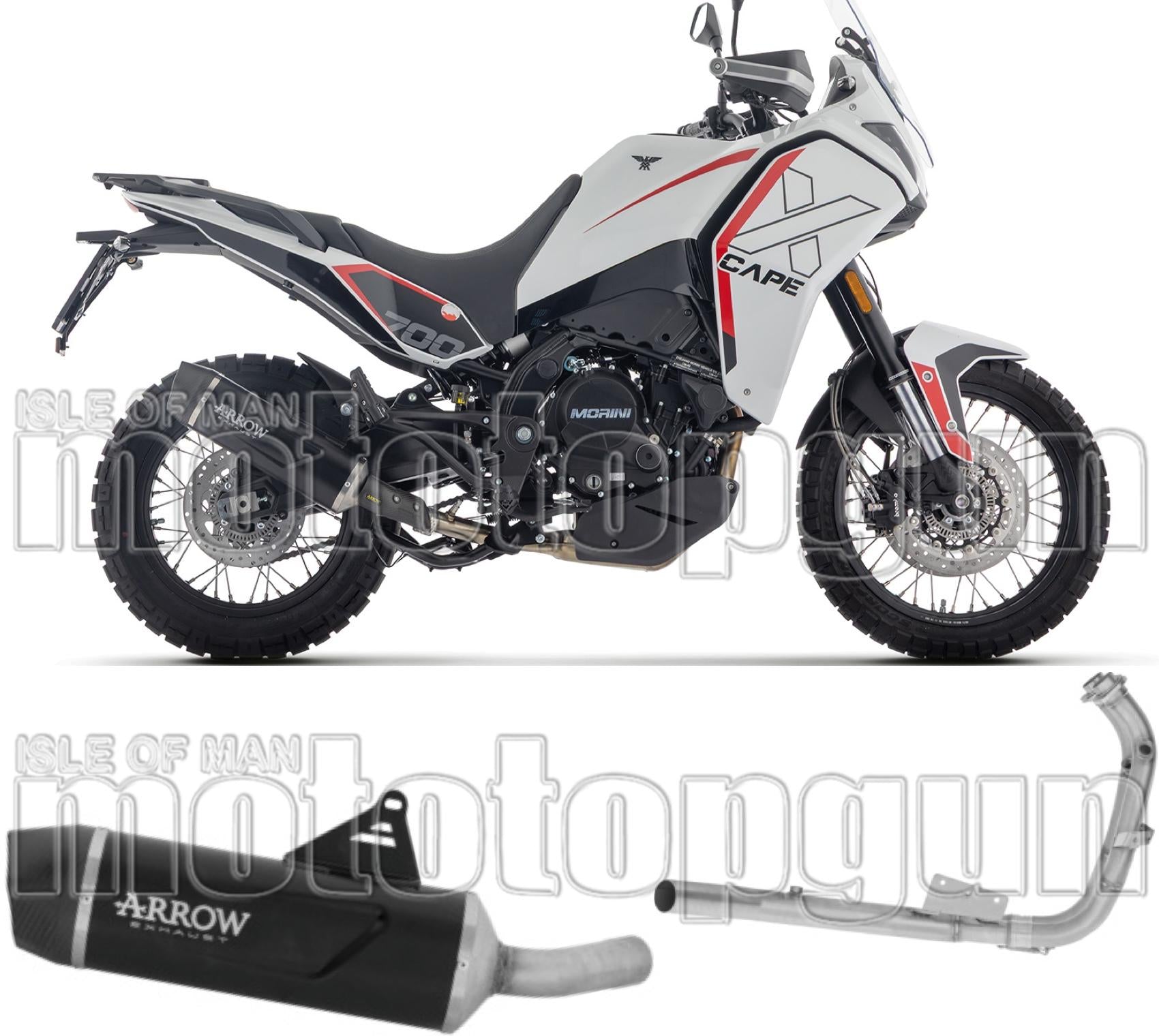 Complete Non-Catalytic Exhaust System With Sound Certification Indy-Race Evo Aluminium Carby End Cap - Arrow Special Parts Compatible With Moto Morini X-Cape 700 (2025-2026)