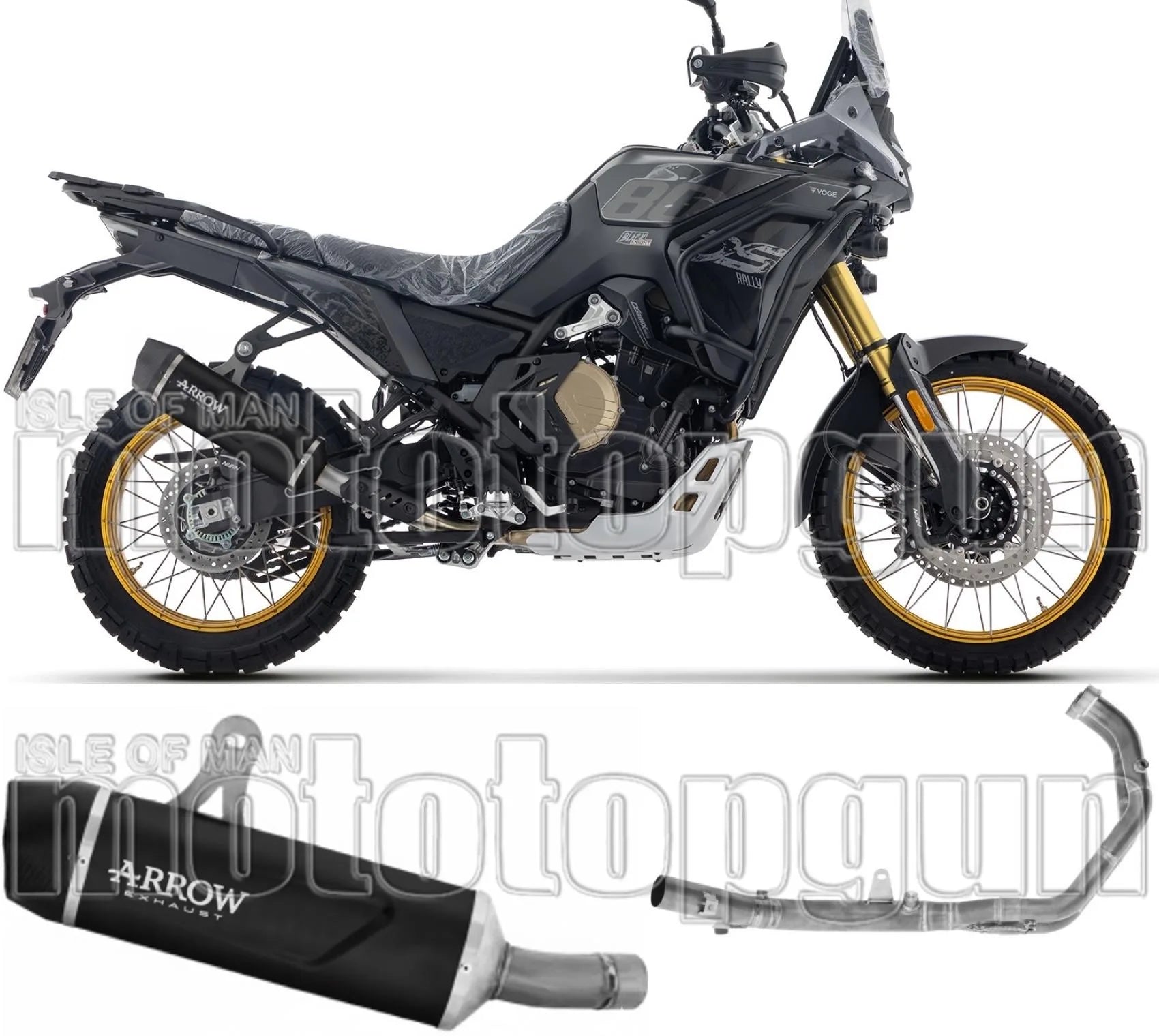 Complete Non-Catalytic Exhaust System With Sound Certification Indy-Race Evo Black Aluminium Steel End Cap - Arrow Special Parts Compatible With Voge Valico 800 Dsx Rally (2025-2026)
