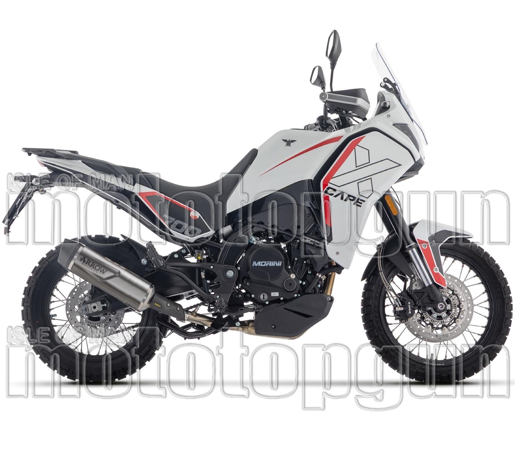 Complete Non-Catalytic Exhaust System With Sound Certification Indy-Race Evo Black Aluminium Carby End Cap - Arrow Special Parts Compatible With Moto Morini X-Cape 700 (2025-2026)