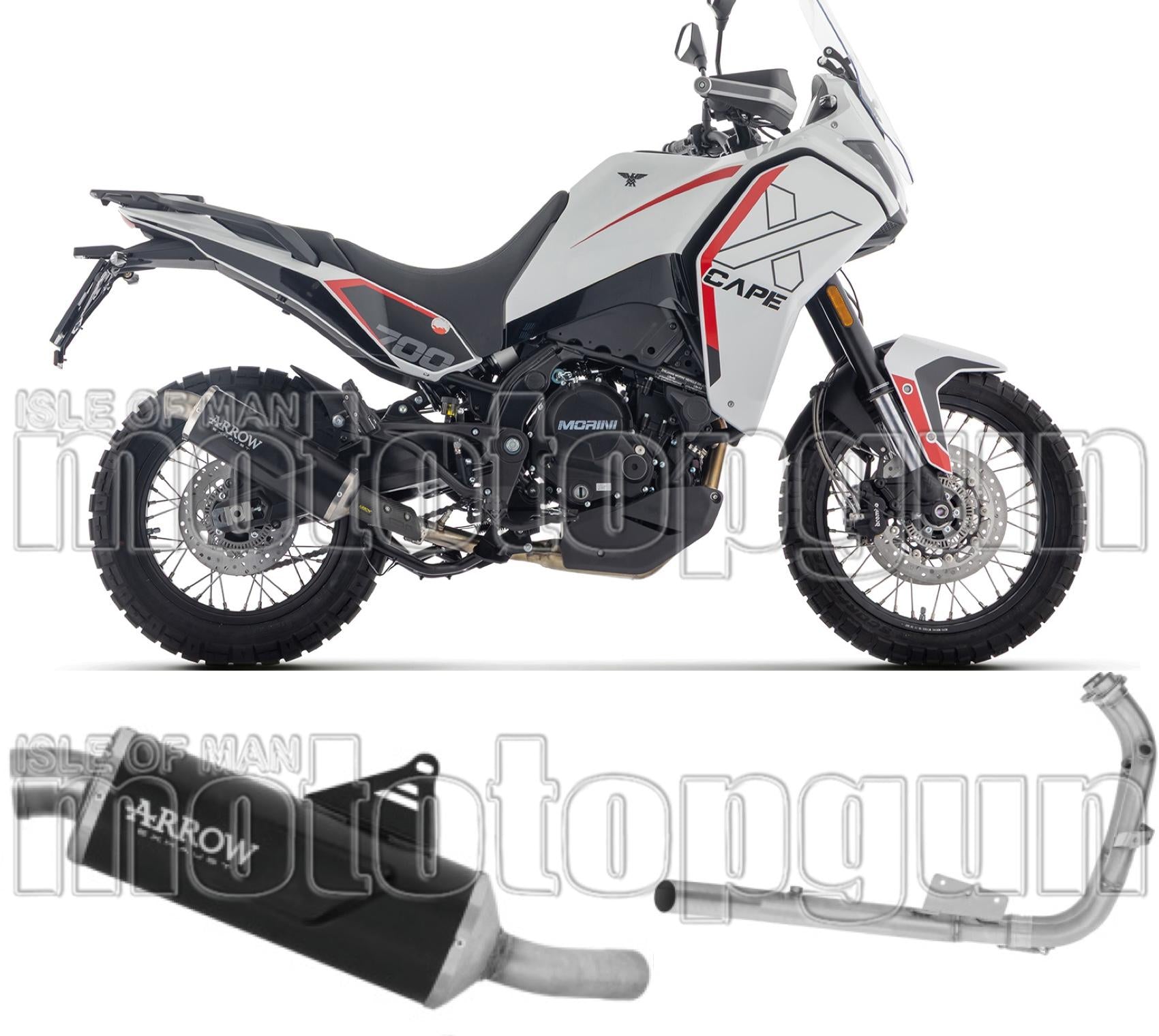 Complete Non-Catalytic Exhaust System With Sound Certification Indy-Race Evo Aluminium Carby End Cap - Arrow Special Parts Compatible With Moto Morini X-Cape 700 (2025-2026)