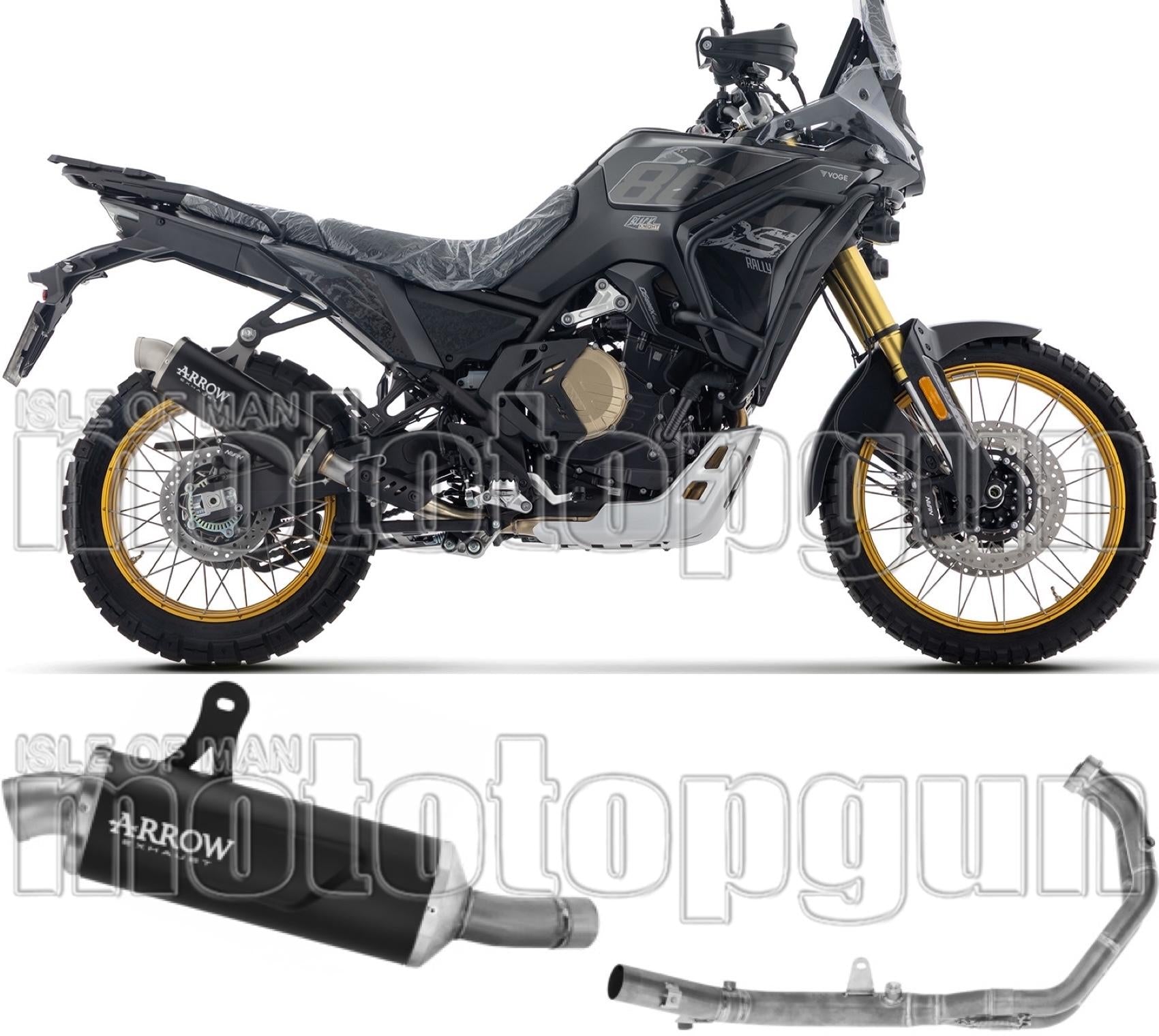 Complete Non-Catalytic Exhaust System With Sound Certification Indy-Race Evo Black Aluminium Carby End Cap - Arrow Special Parts Compatible With Voge Valico 800 Dsx Rally (2025-2026)