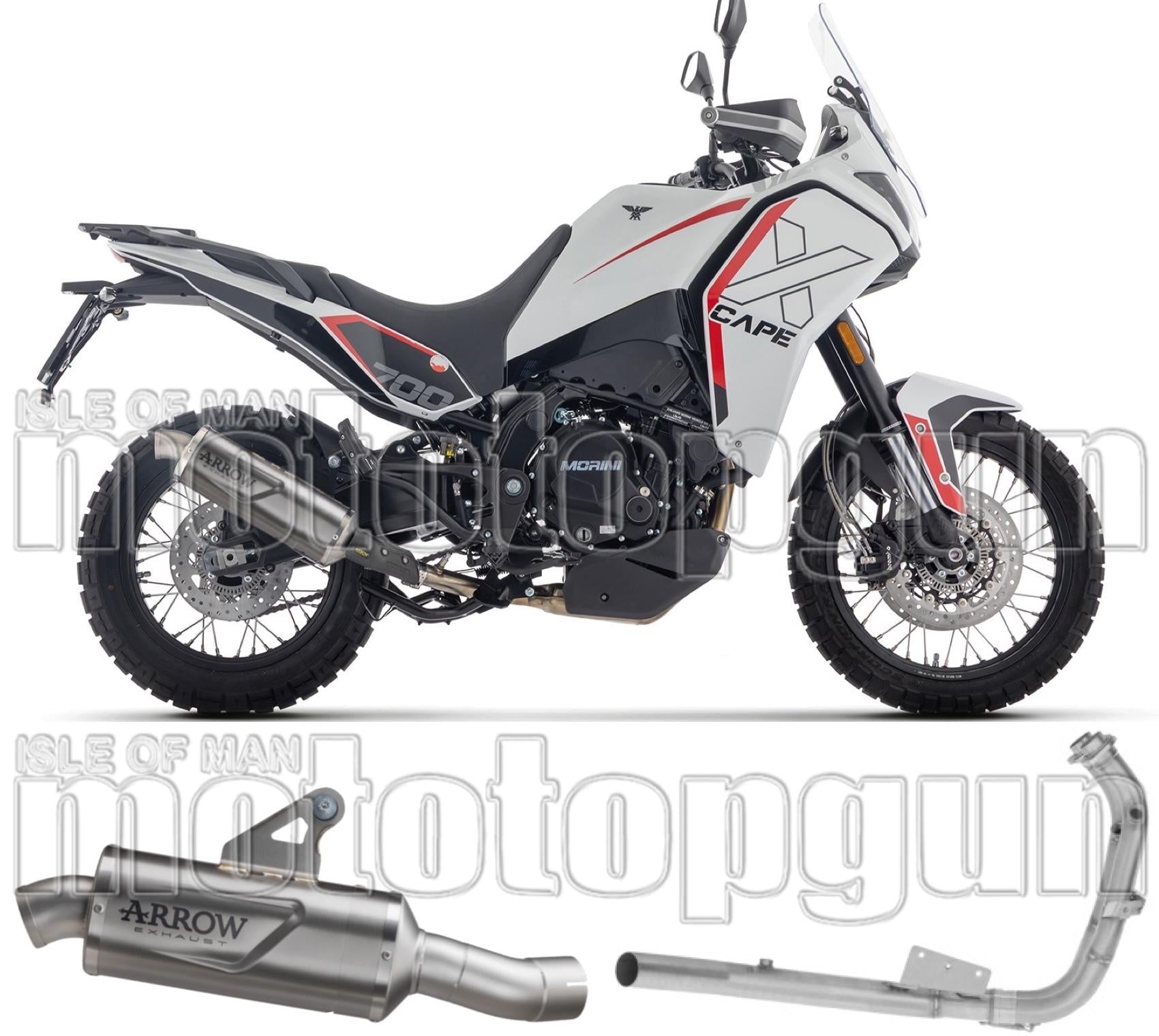 Complete Non-Catalytic Exhaust System With Sound Certification Indy-Race Evo Black Aluminium Carby End Cap - Arrow Special Parts Compatible With Moto Morini X-Cape 700 (2025-2026)