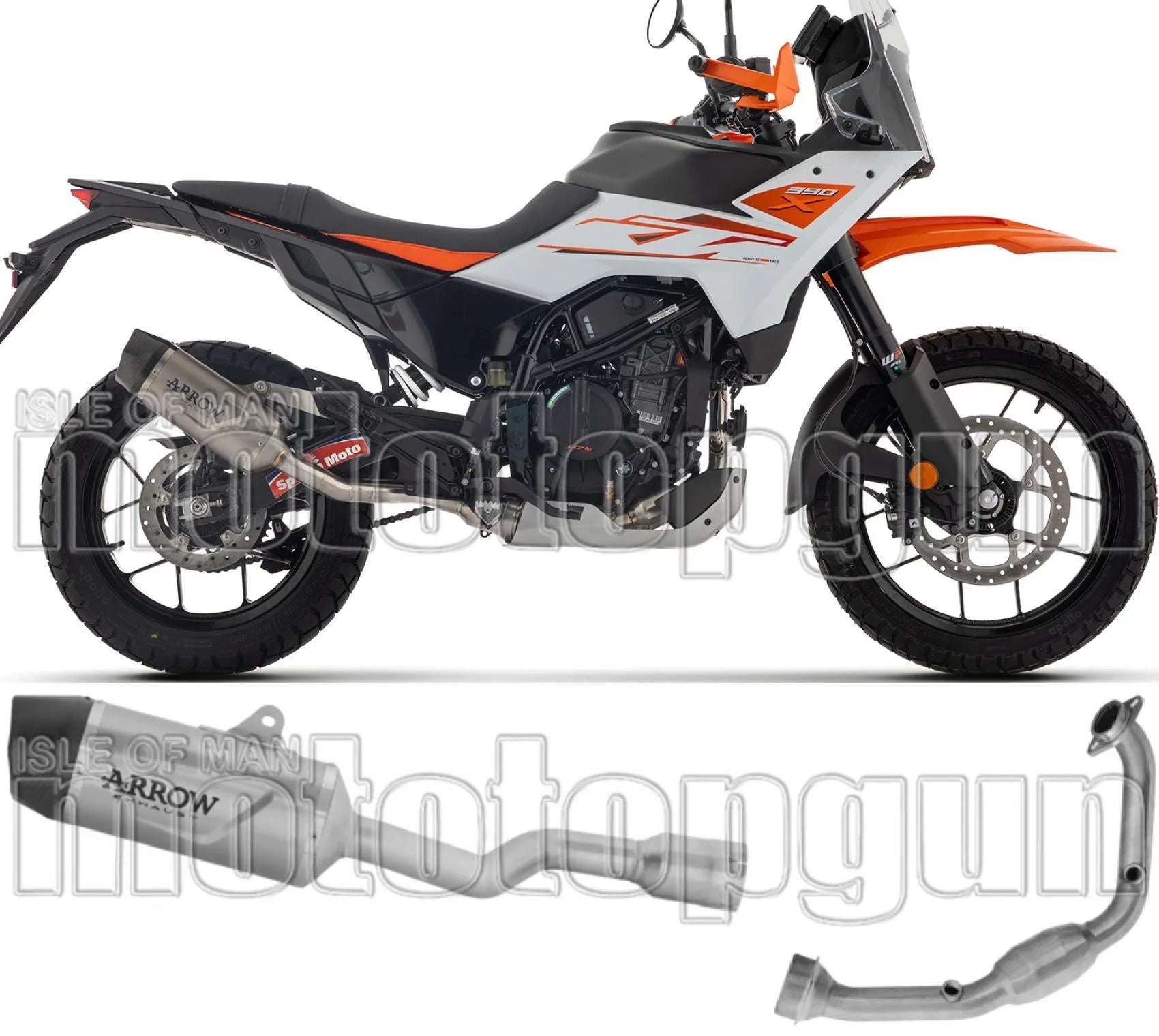 Complete Non-Catalytic Exhaust System With Sound Certification Indy-Race Evo Titanium Carby End Cap - Arrow Special Parts Compatible With Ktm 390 Adventure X (2025-2026)