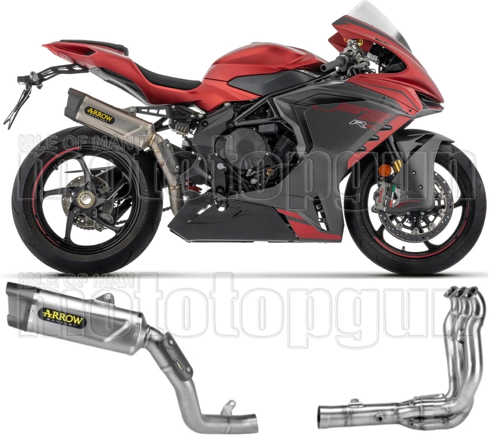 Complete Non-Catalytic Exhaust System With Sound Certification Indy-Race Evo Titanium Body And Carbon Cap - Arrow Special Parts Compatible With Mv Agusta F3 800 (2022-2026)