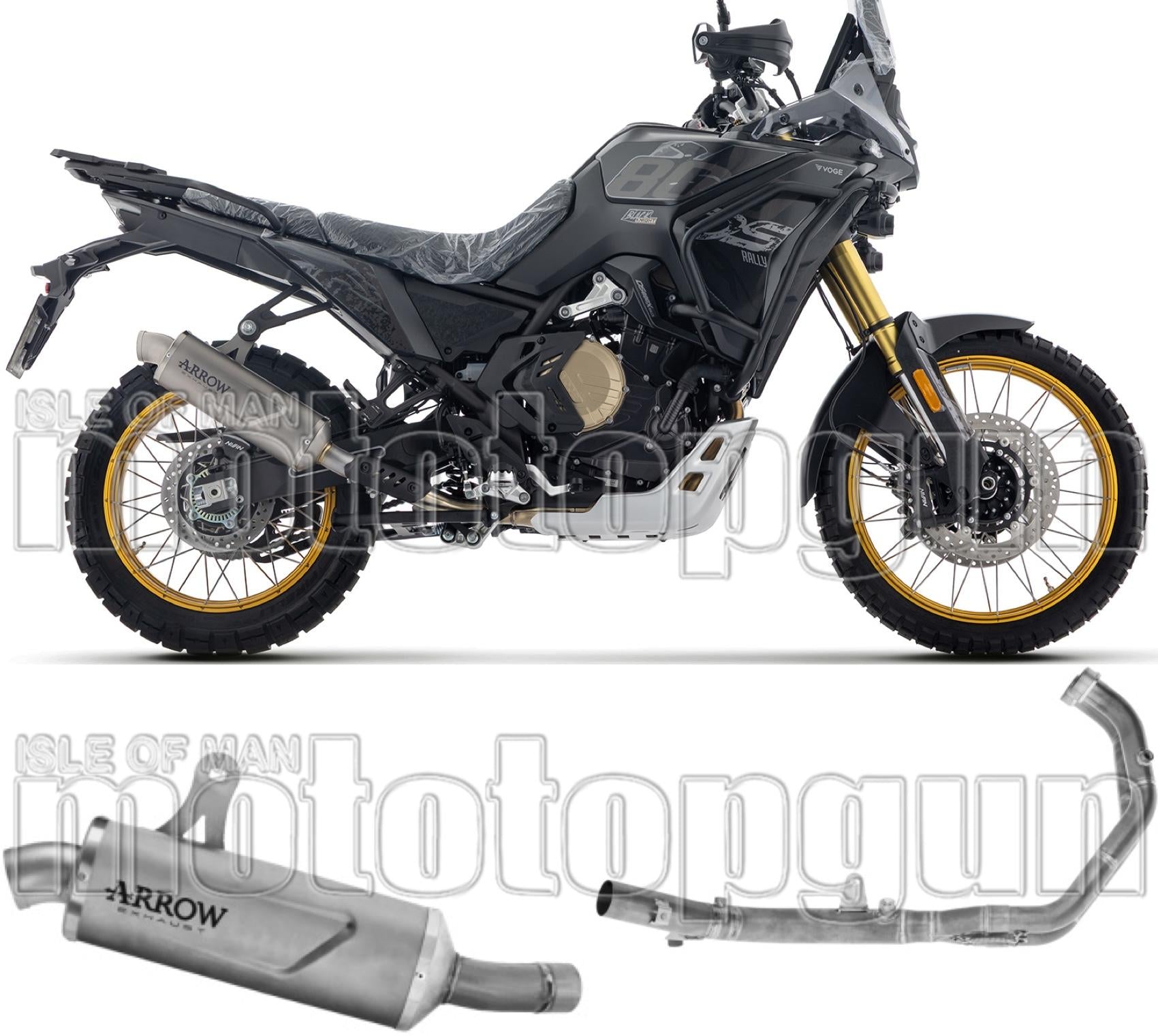 Complete Non-Catalytic Exhaust System With Sound Certification Indy-Race Evo Black Aluminium Carby End Cap - Arrow Special Parts Compatible With Voge Valico 800 Dsx Rally (2025-2026)