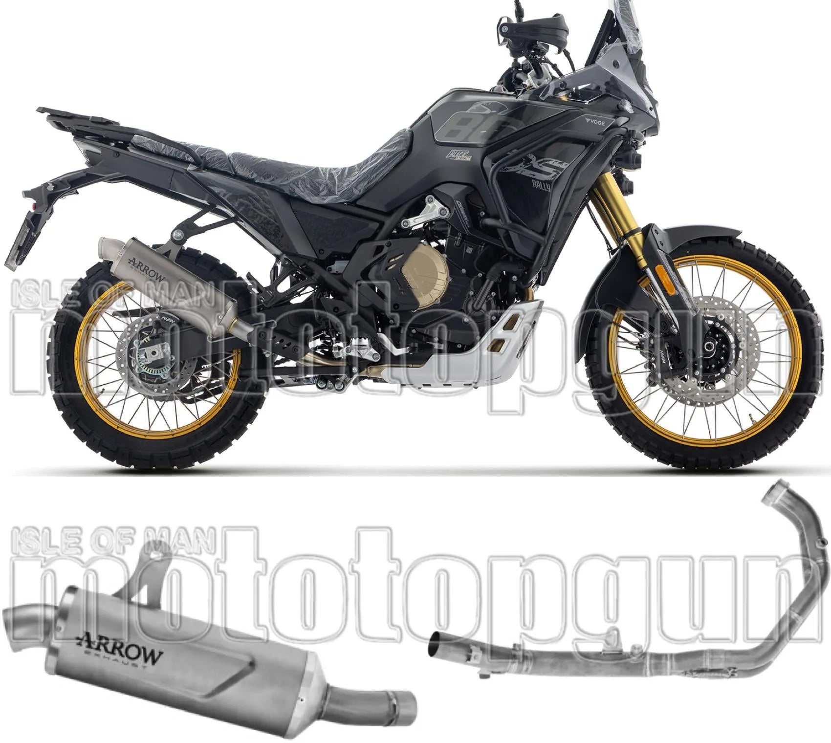 Complete Non-Catalytic Exhaust System With Sound Certification Indy-Race Evo Black Aluminium Carby End Cap - Arrow Special Parts Compatible With Voge Valico 800 Dsx Rally (2025-2026)