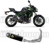 Complete Catalytic Exhaust System With Sound Certification Indy-Race Black Aluminium Carbon - Arrow Special Parts Compatible With Kawasaki Z 650 (2021-2023)