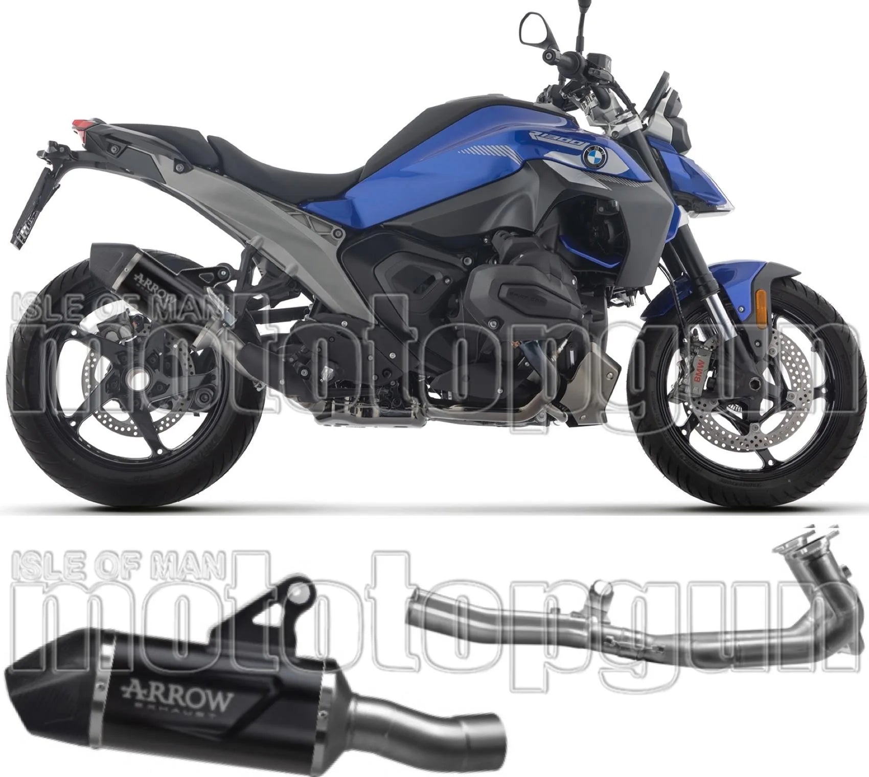 Complete Non-Catalytic Exhaust System With Sound Certification Indy-Race Evo Black Aluminium Carby End Cap - Arrow Special Parts Compatible With Bmw R 1300 Rs (2025-2026)