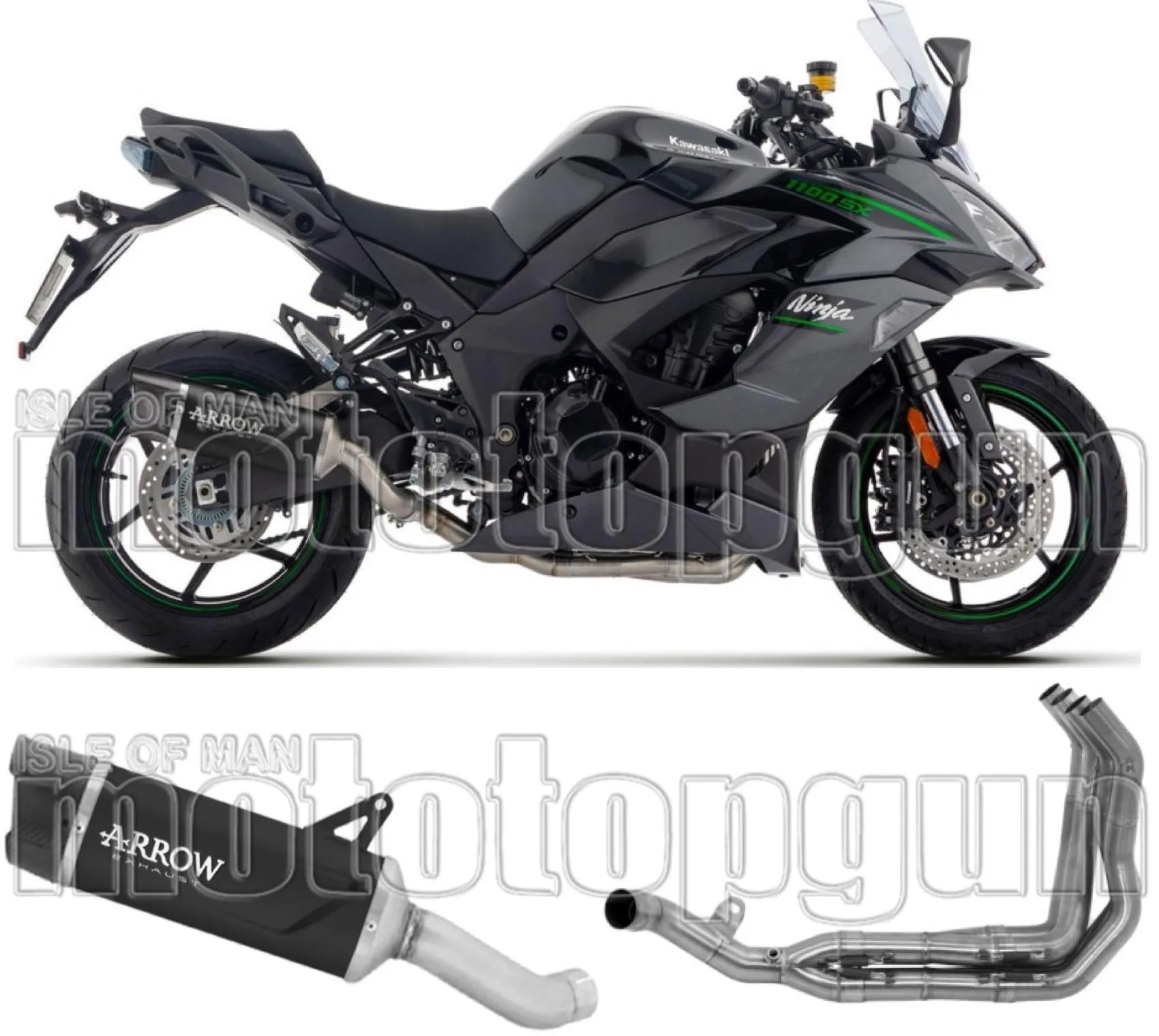 Complete Non-Catalytic Exhaust System With Sound Certification Indy-Race Evo Black Aluminium Carby End Cap - Arrow Special Parts Compatible With Kawasaki Ninja 1100 Sx (2025-2026)