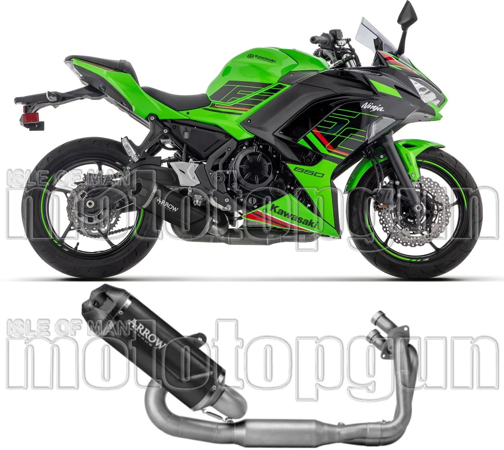 Complete Catalytic Exhaust System With Sound Certification Indy-Race Evo Black Aluminium Carby End Cap - Arrow Special Parts Compatible With Kawasaki Ninja 650 35Kw (2024-2026)