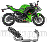 Complete Catalytic Exhaust System With Sound Certification Indy-Race Evo Black Aluminium Carby End Cap - Arrow Special Parts Compatible With Kawasaki Ninja 650 35Kw (2024-2026)