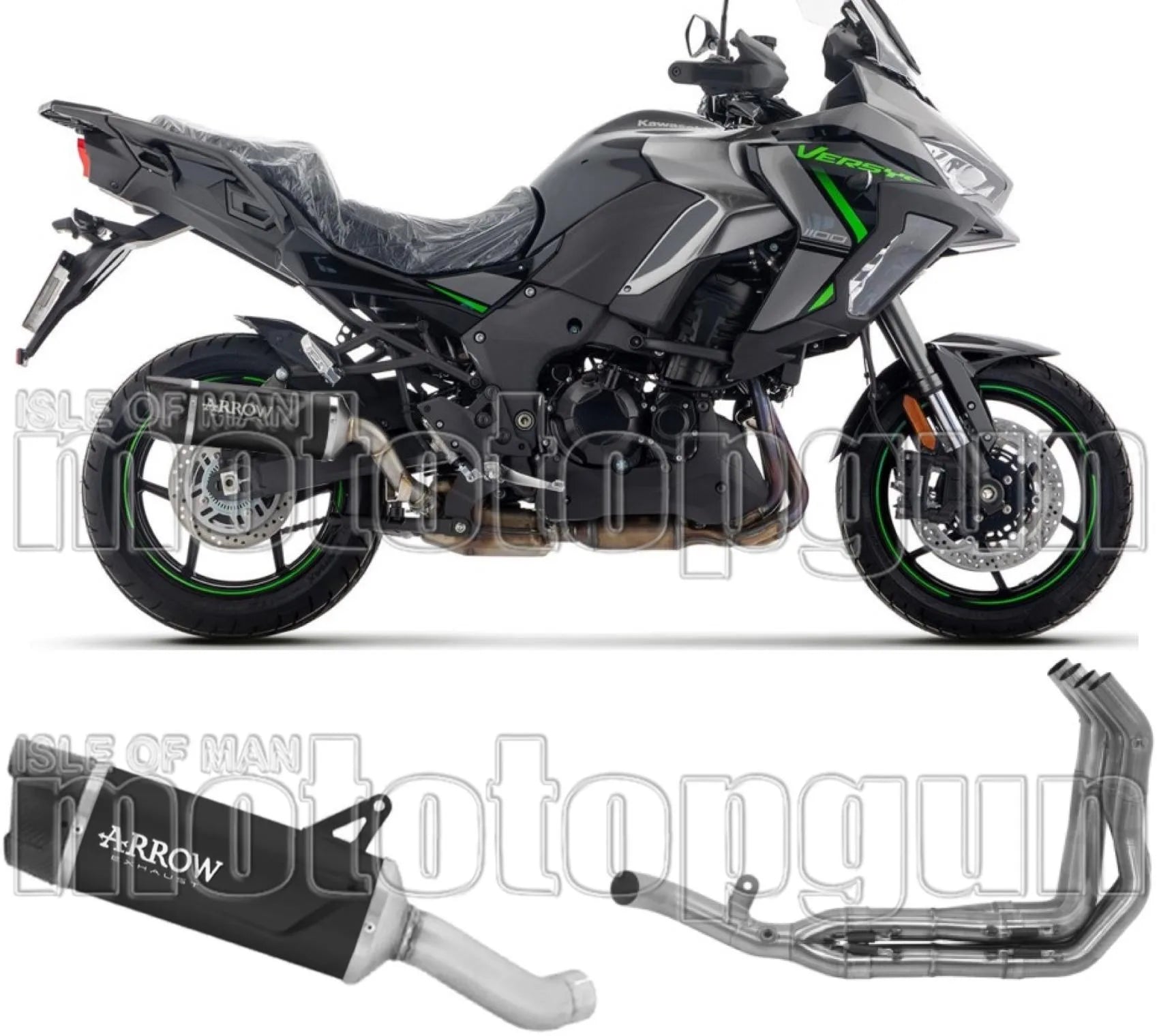 Complete Non-Catalytic Exhaust System With Sound Certification Indy-Race Evo Black Aluminium Carby End Cap - Arrow Special Parts Compatible With Kawasaki Versys 1100 (2025-2026)