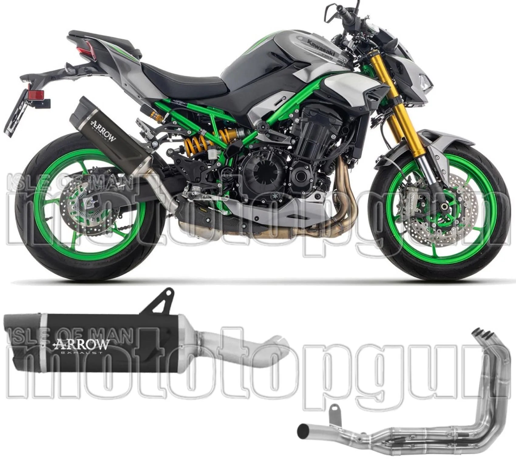 Complete Non-Catalytic Exhaust System With Sound Certification Indy-Race Evo Black Aluminium Carby End Cap - Arrow Special Parts Compatible With Kawasaki Z 900 (2025-2026)