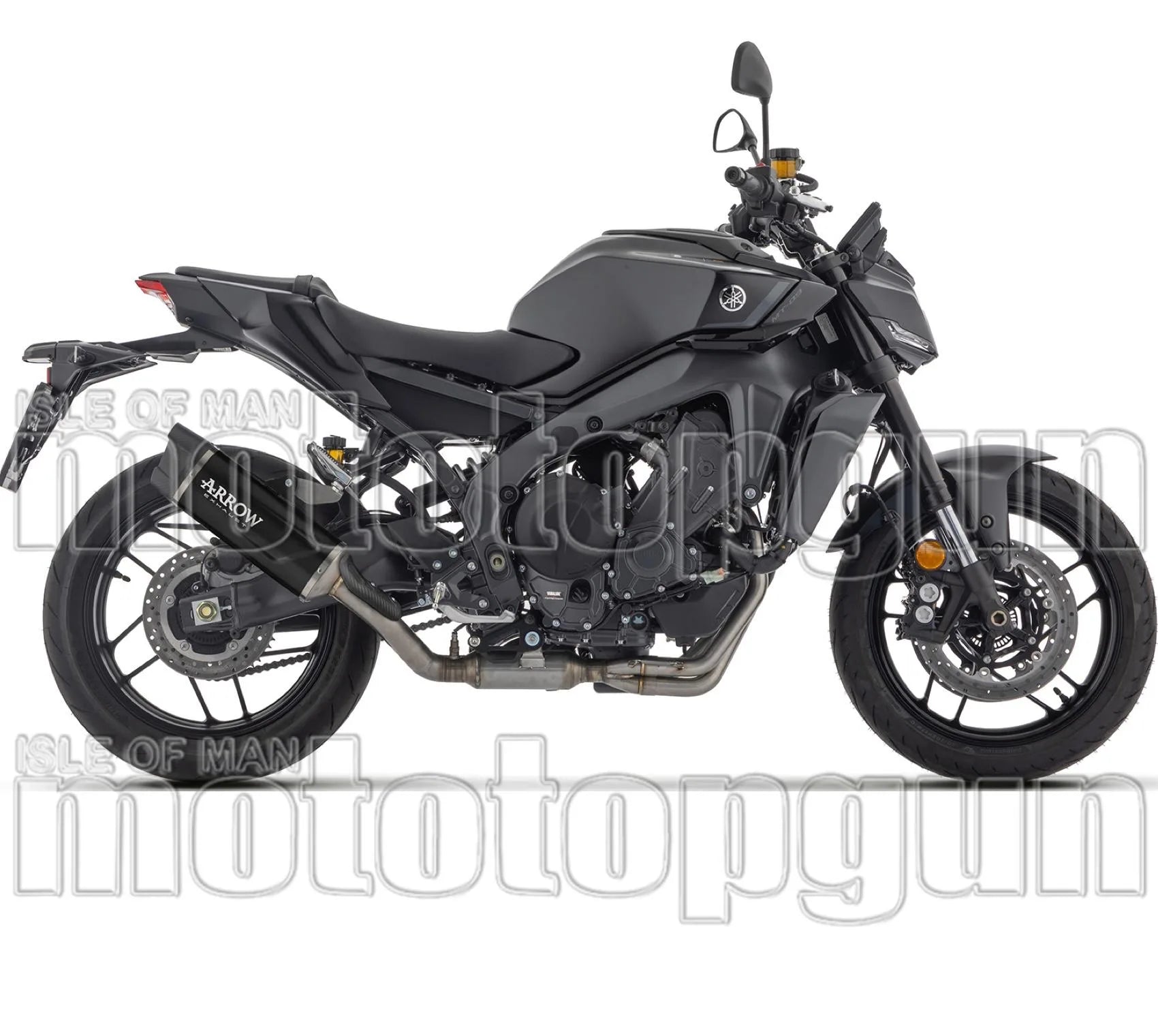 Complete Catalytic Exhaust System With Sound Certification Indy-Race Evo Black Aluminium Carby End Cap - Arrow Special Parts Compatible With Yamaha Mt-09 Sp 35Kw (2024-2026)