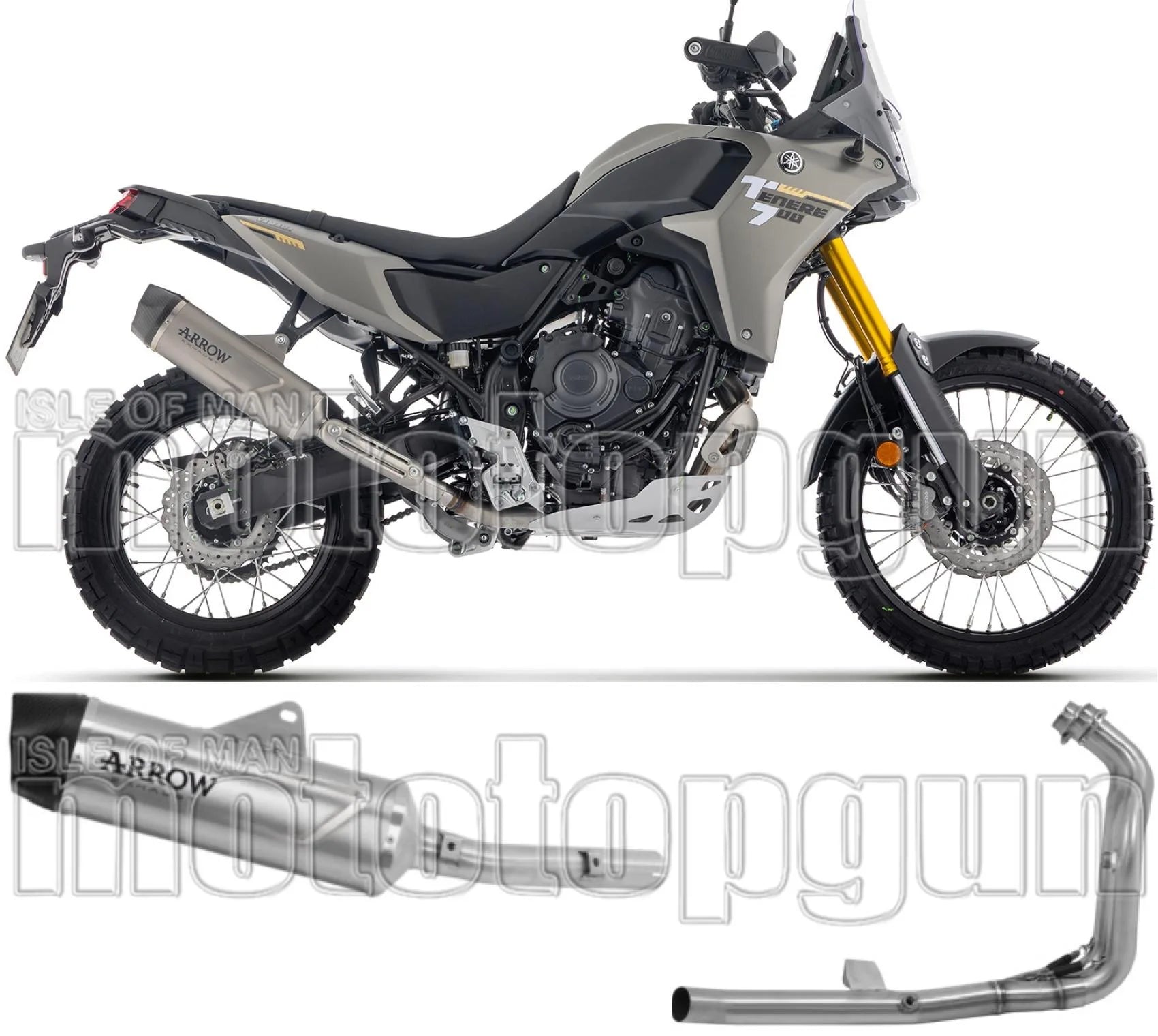 Complete Non-Catalytic Exhaust System With Sound Certification Indy-Race Evo Aluminium Carby End Cap - Arrow Special Parts Compatible With Yamaha Ténéré 700 (2025-2026)