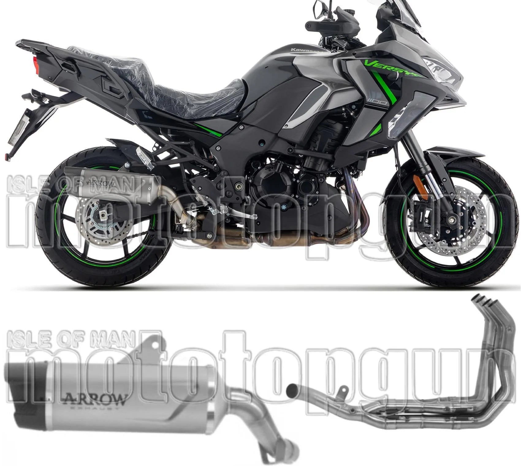 Complete Non-Catalytic Exhaust System With Sound Certification Indy-Race Evo Titanium Carby End Cap - Arrow Special Parts Compatible With Kawasaki Versys 1100 (2025-2026)