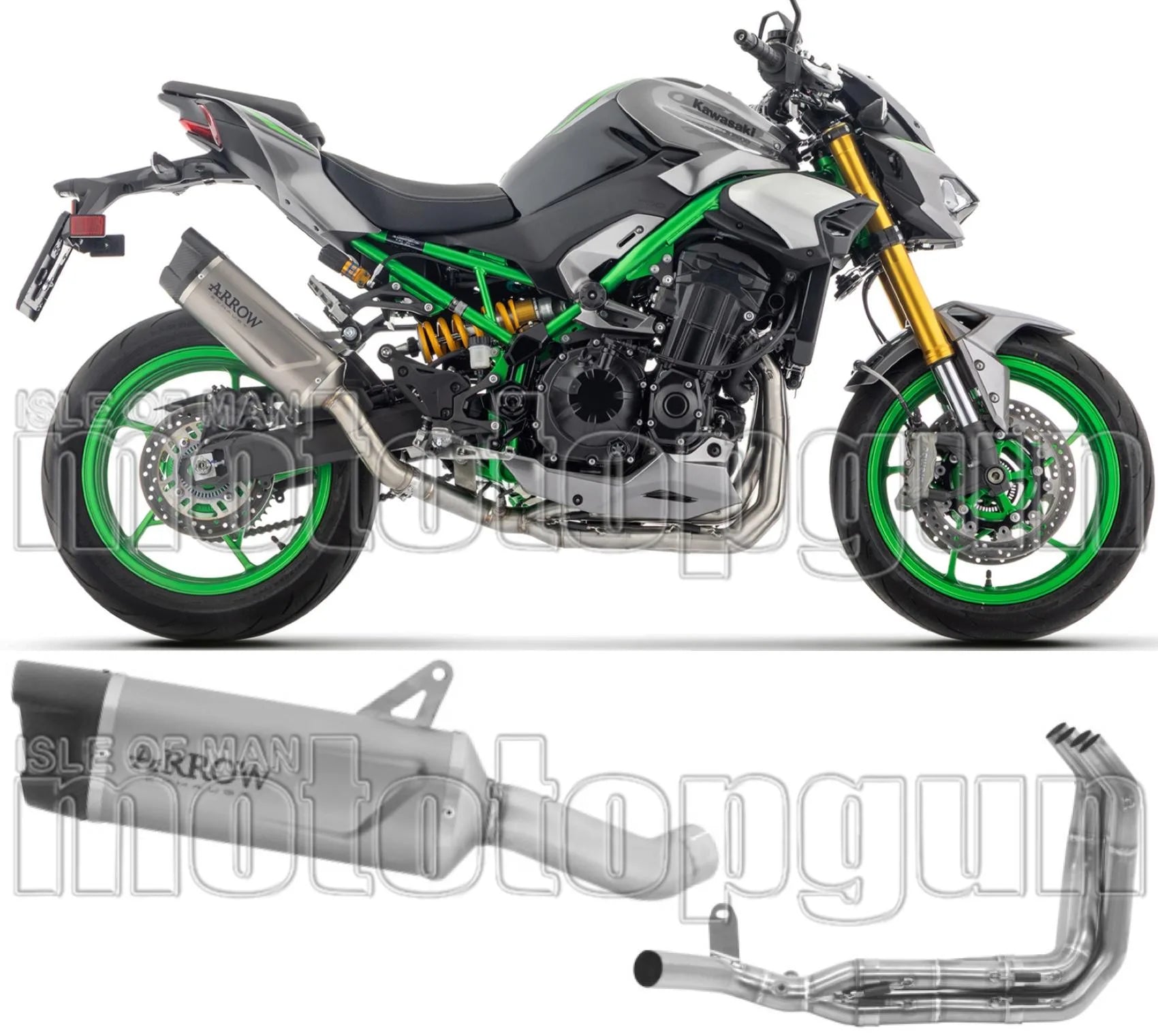 Complete Non-Catalytic Exhaust System With Sound Certification Indy-Race Evo Full Titanium Carby End Cap - Arrow Special Parts Compatible With Kawasaki Z900 (2025-2026)