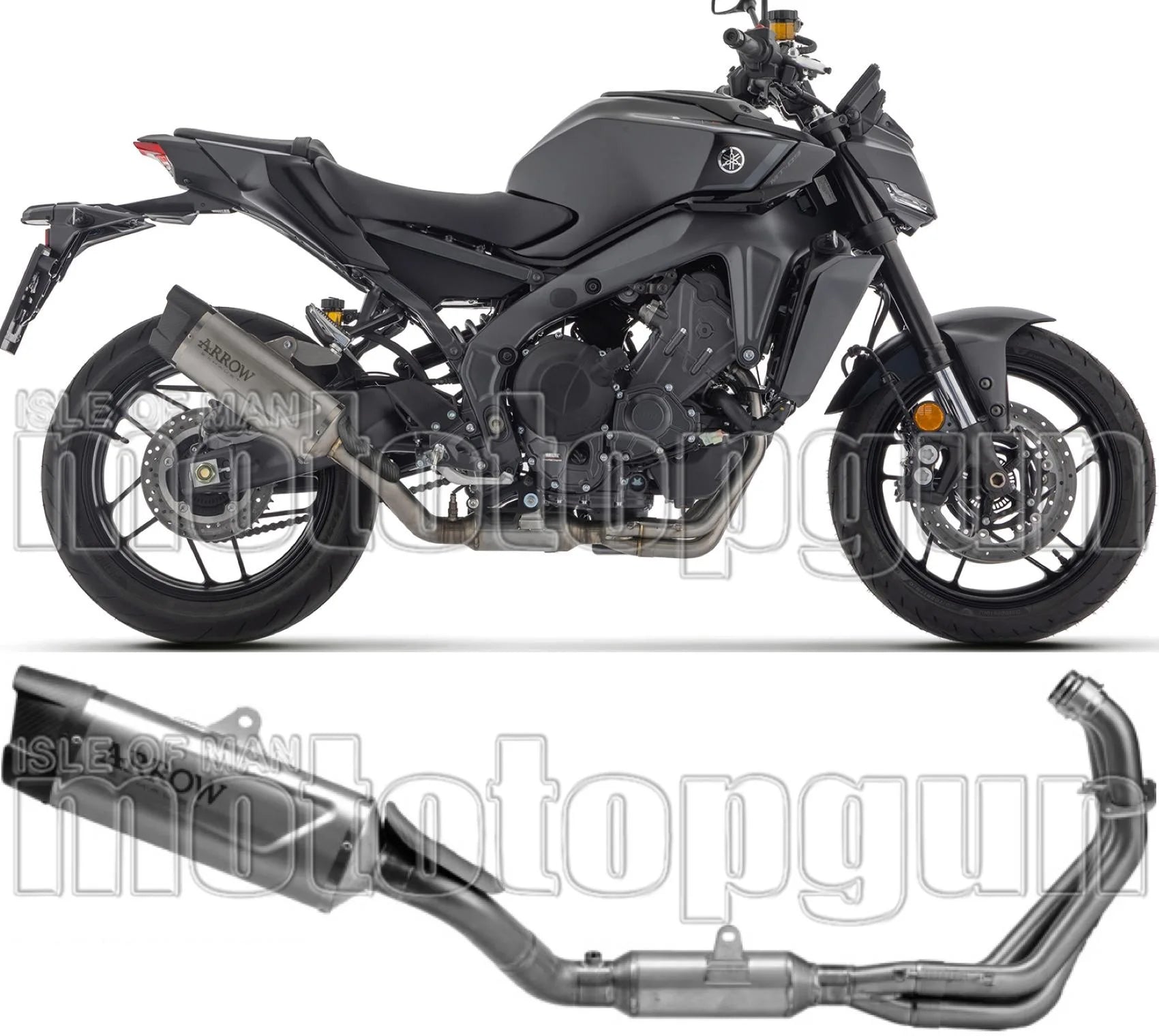 Complete Non-Catalytic Exhaust System With Sound Certification Indy-Race Evo Titanium Carby End Cap - Arrow Special Parts Compatible With Yamaha Mt-09 Sp 35Kw (2024-2026)