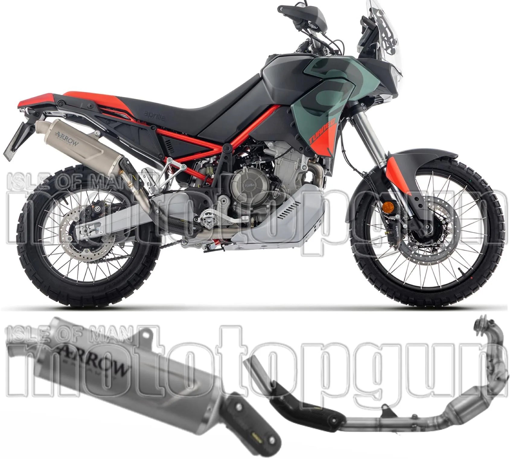 Complete Non-Catalytic Exhaust System With Sound Certification Indy-Race Evo Titanium Carby End Cap - Arrow Special Parts Compatible With Aprilia Tuareg 660 (2025-2026)