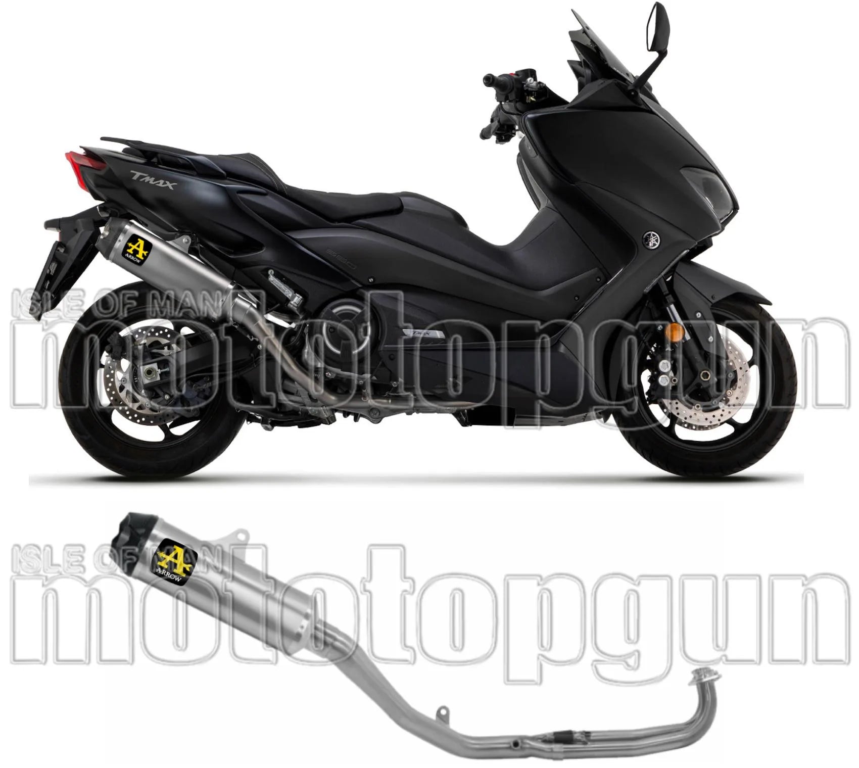 Complete Non-Catalytic Exhaust System With Sound Certification Indy-Race Titanium Carbon - Arrow Special Parts Compatible With Yamaha Xp 530 T-Max (2017-2019)