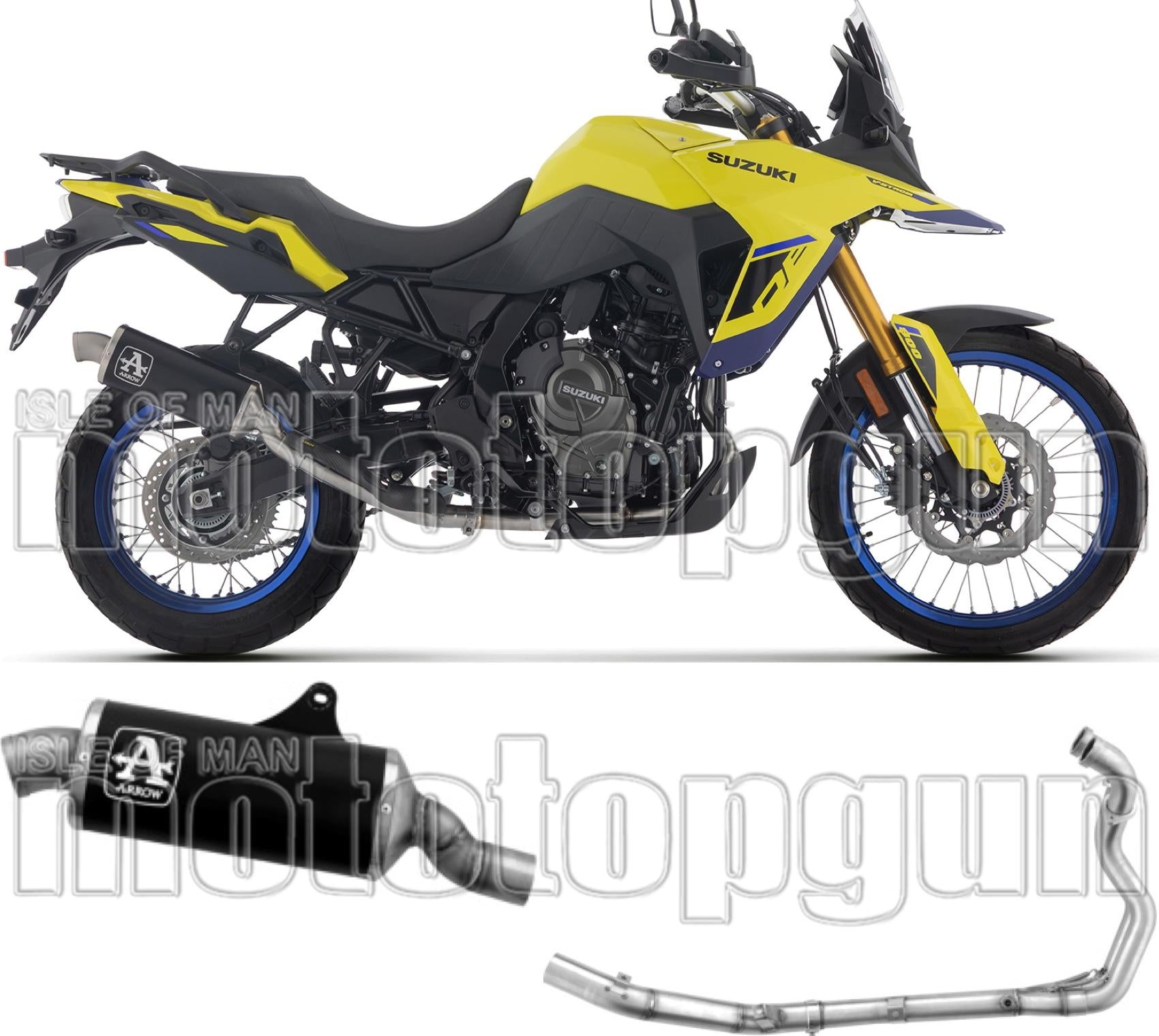 Complete Non-Catalytic Exhaust System With Sound Certification Indy-Race Black Aluminium Steel End Cap - Arrow Special Parts Compatible With Suzuki V-Strom 800 Se (2025-2026)