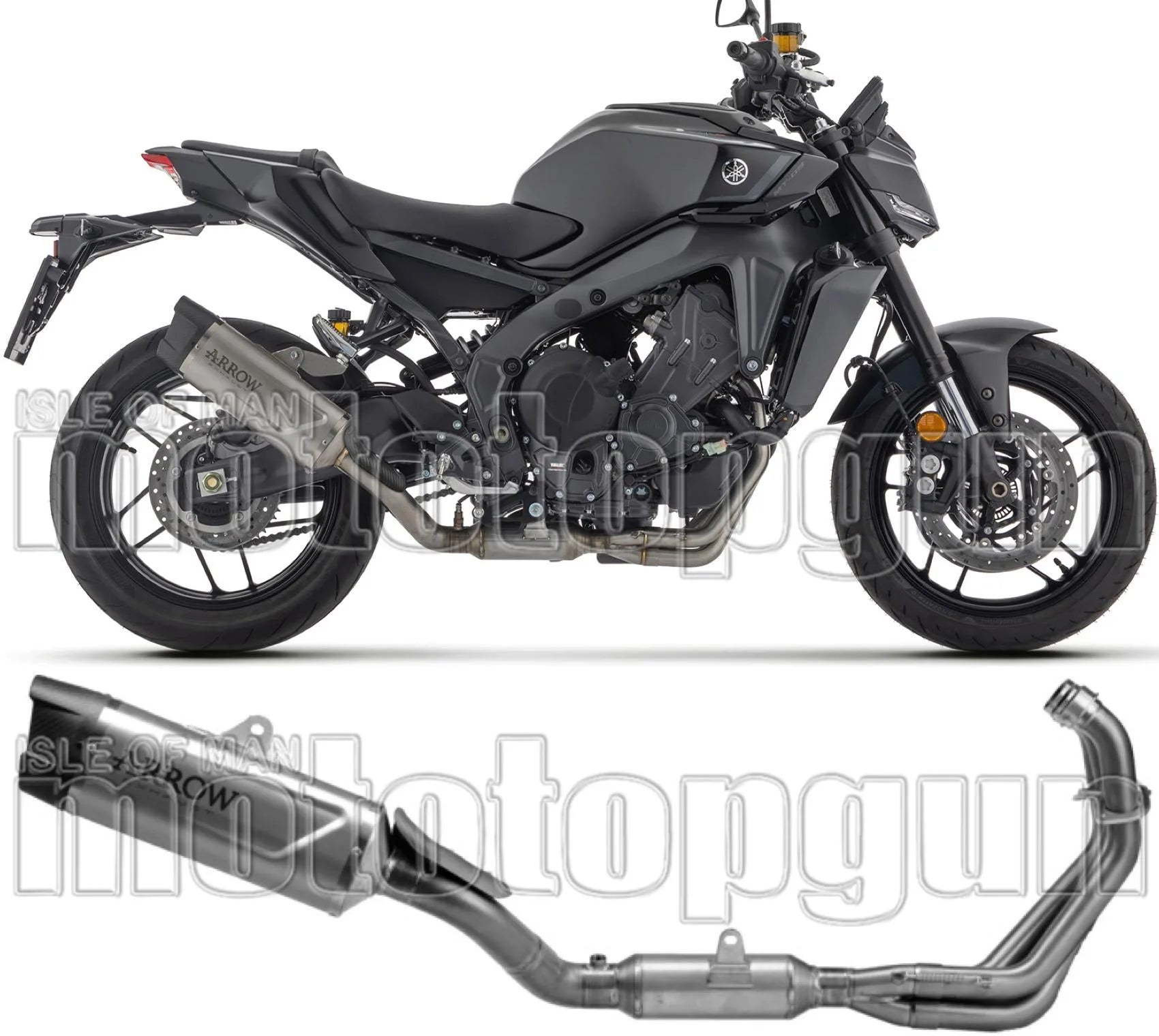 Complete Non-Catalytic Exhaust System With Sound Certification Indy-Race Evo Titanium Carby End Cap - Arrow Special Parts Compatible With Yamaha Mt-09 Sp (2024-2026)