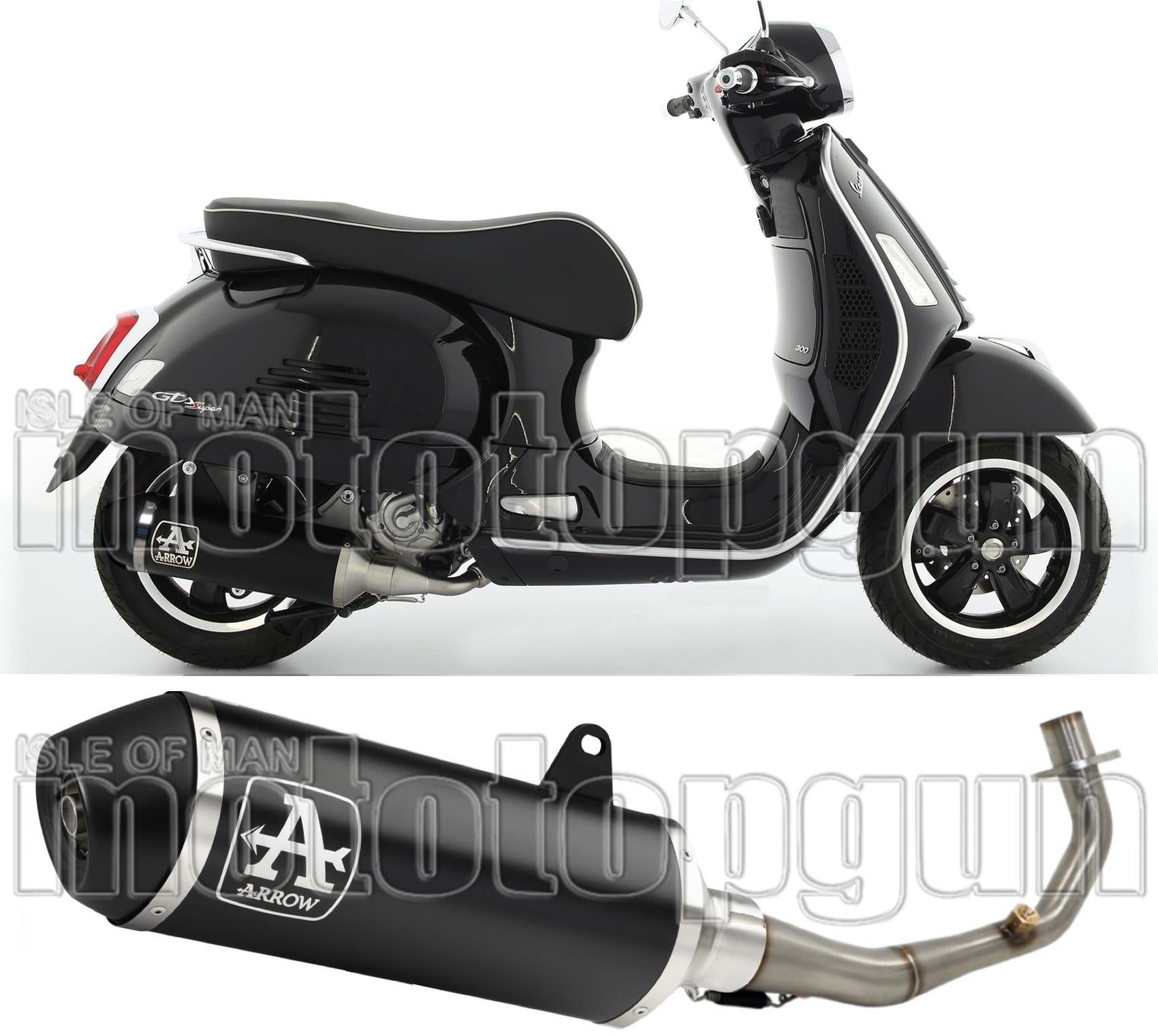 Complete Catalytic Exhaust System With Sound Certification Urban Black Aluminium Black Aluminium - Arrow Special Parts Compatible With Piaggio Vespa Gtv 300 (2023-2024)