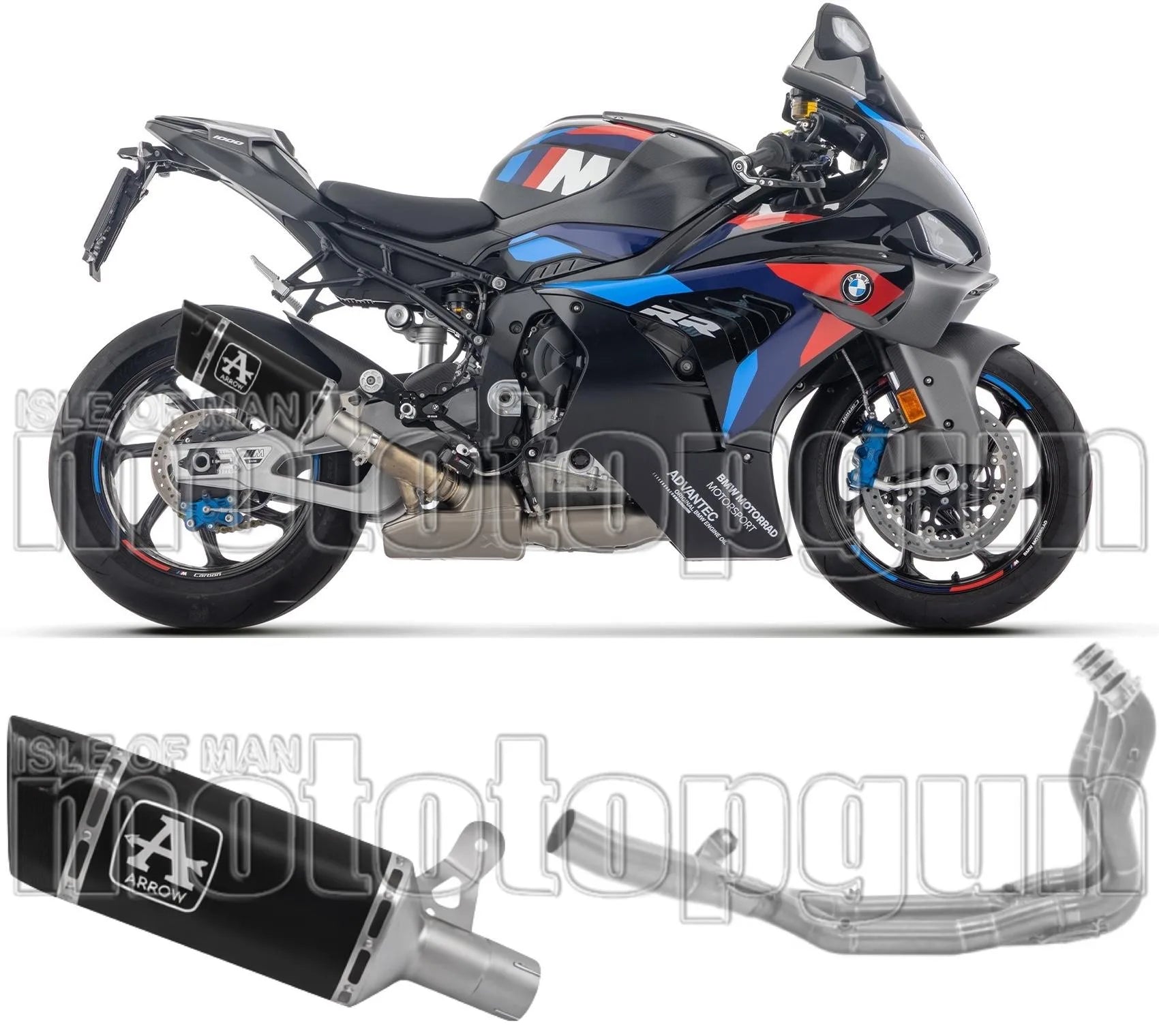 Complete Non-Catalytic Exhaust System With Sound Certification Pista Black Titanium Carby End Cap - Arrow Special Parts Compatible With Bmw M 1000 Rr (2025-2026)