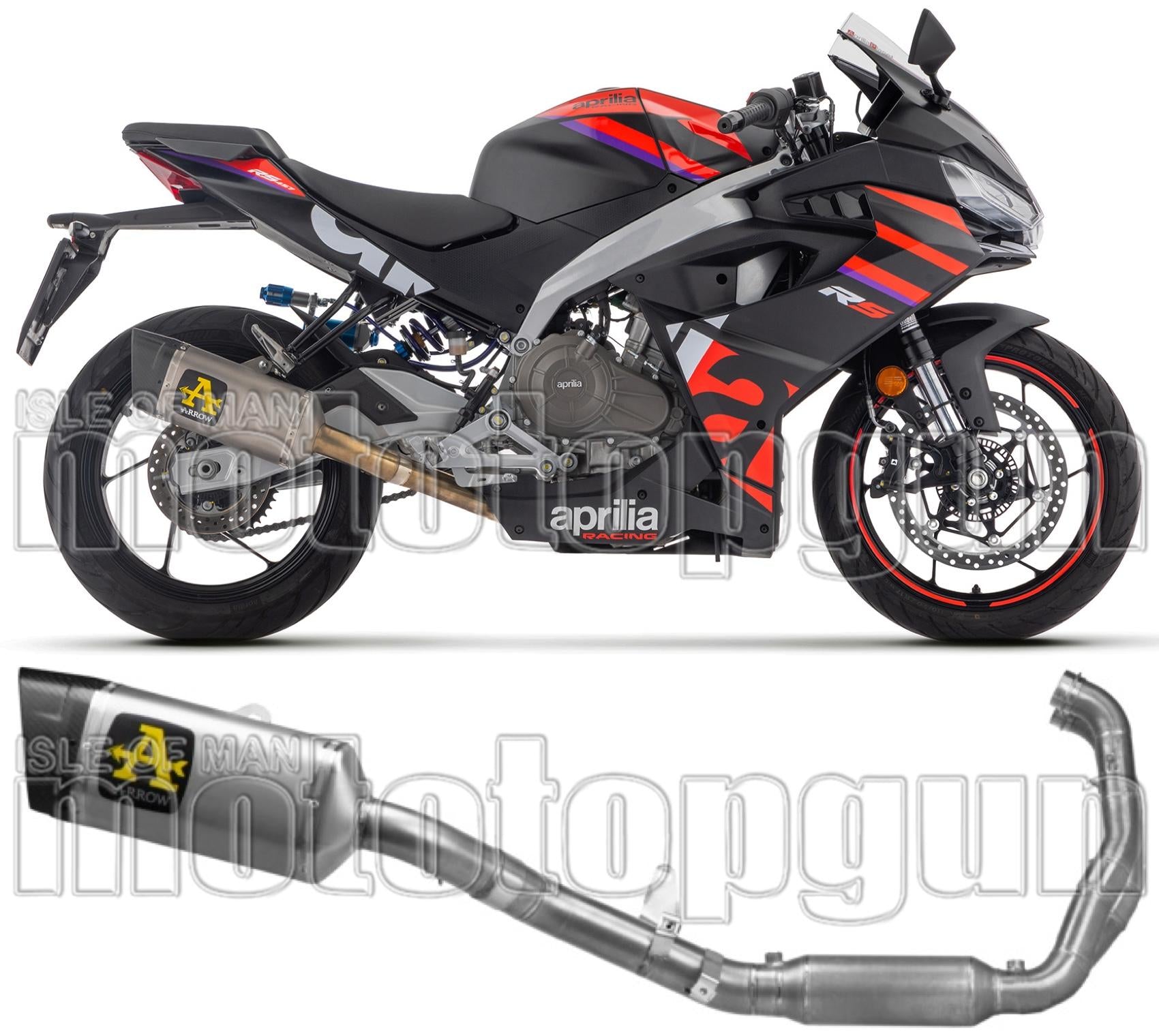 Complete Catalytic Exhaust System With Sound Certification Pista Titanium Carbon - Arrow Special Parts Compatible With Aprilia Rs 457 (2024-2025)