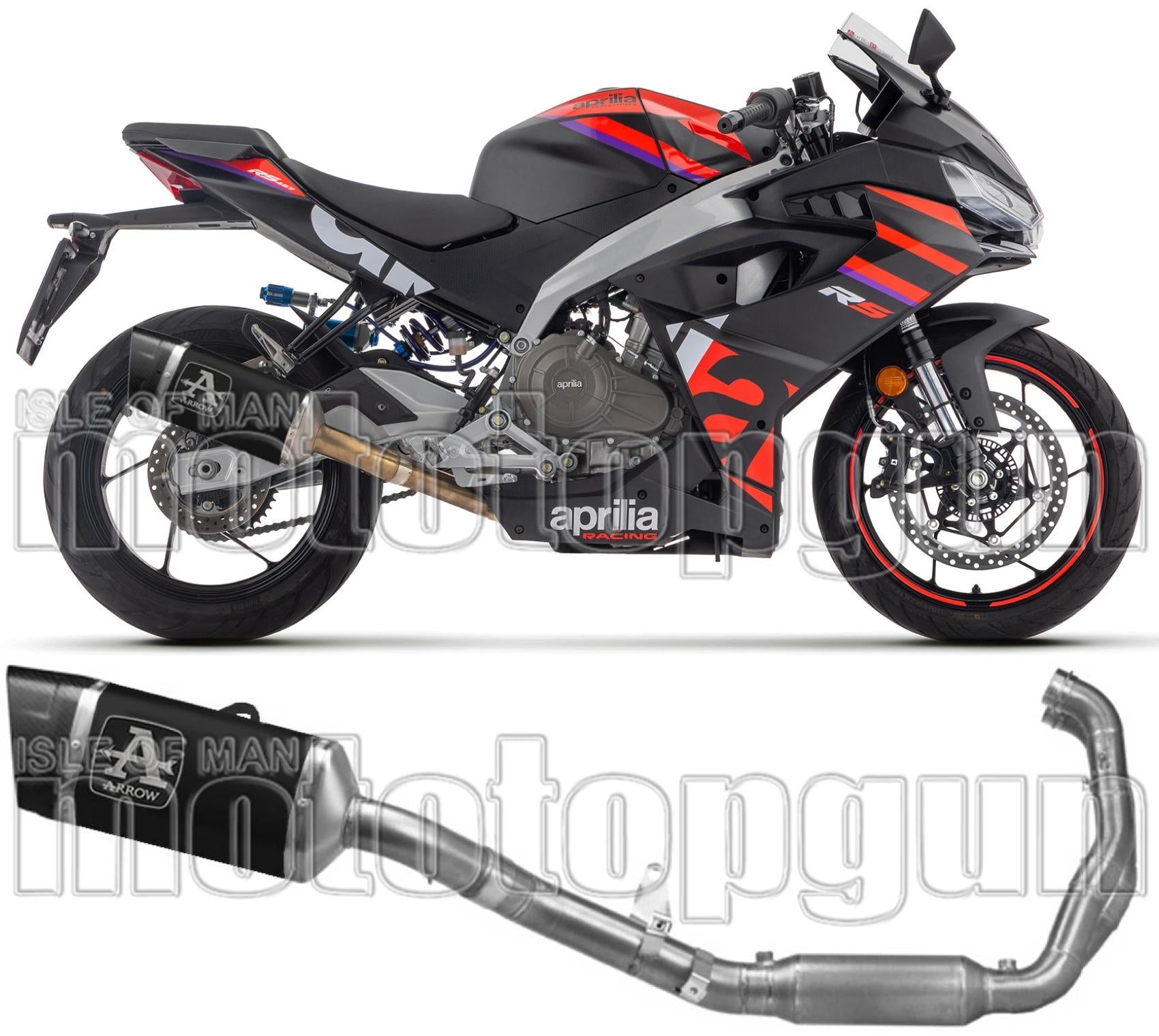 Complete Catalytic Exhaust System With Sound Certification Pista Black Titanium Carbon - Arrow Special Parts Compatible With Aprilia Rs 457 (2024-2025)