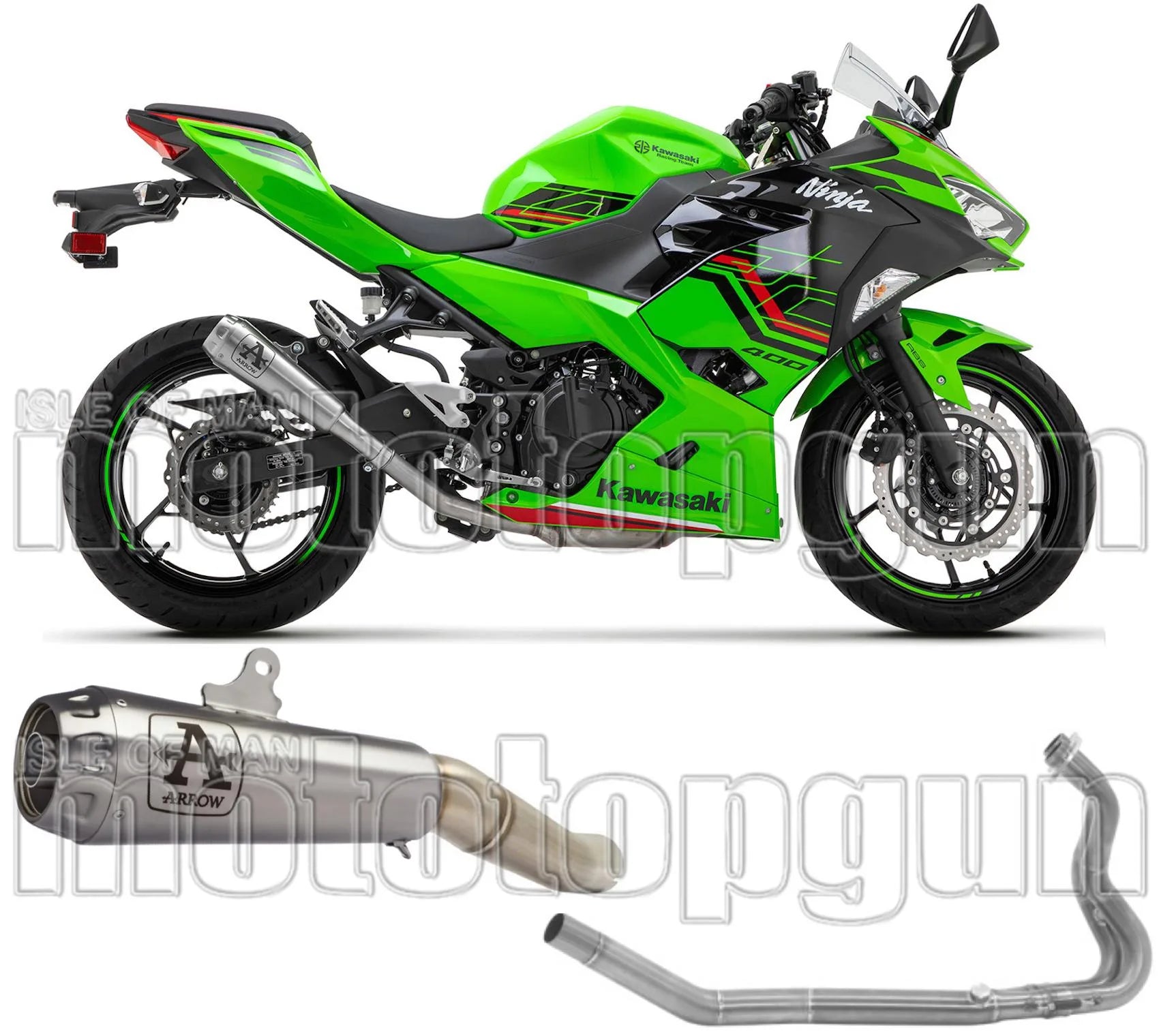 Complete Non-Catalytic Exhaust System With Sound Certification Pro-Race Nichrom Stainless Steel - Arrow Special Parts Compatible With Kawasaki Ninja 400 (2023)