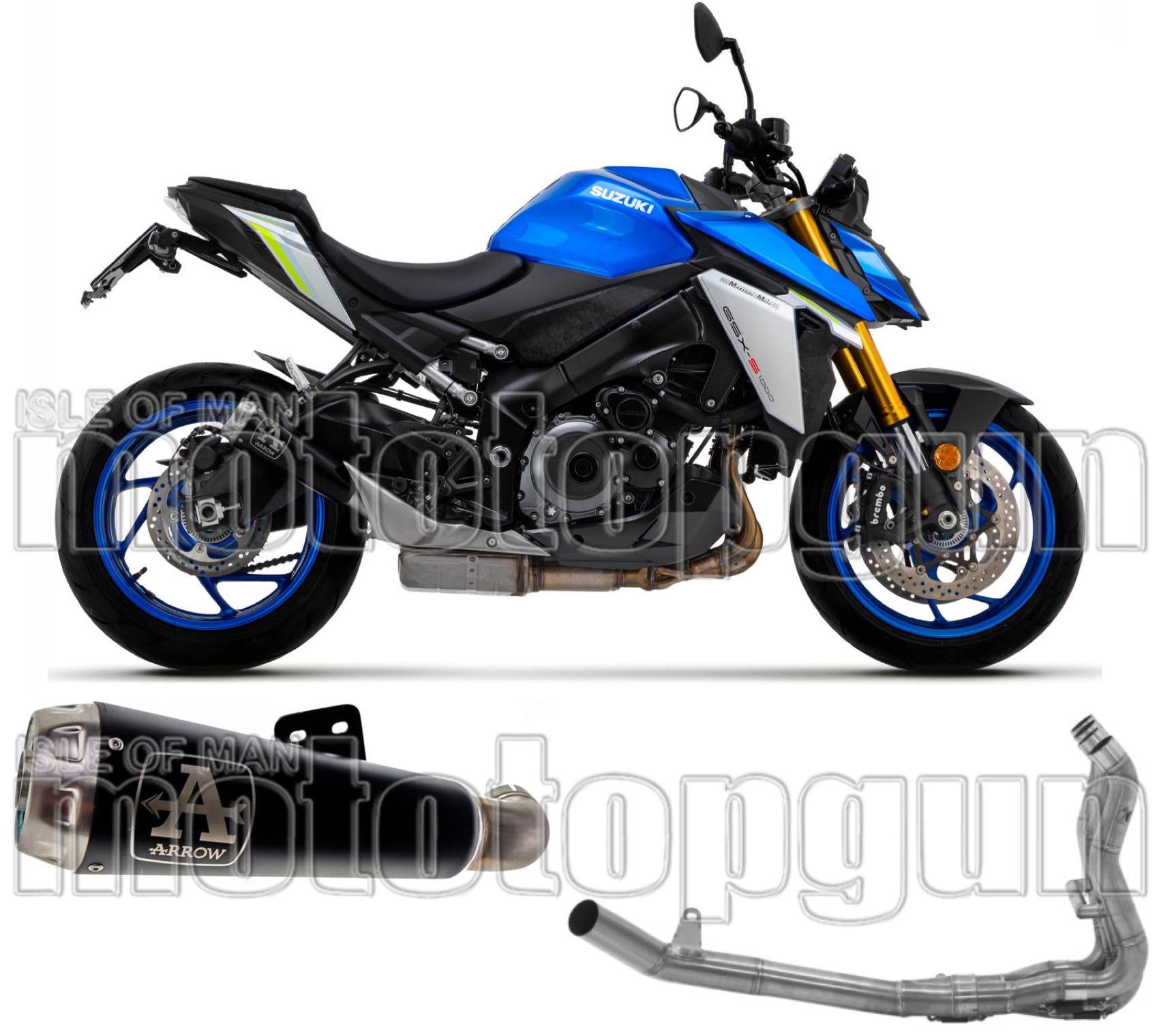 Complete Non-Catalytic Exhaust System With Sound Certification Pro-Race Black Nichrom Stainless Steel - Arrow Special Parts Compatible With Suzuki Gsx-S 1000 (2021-2024)