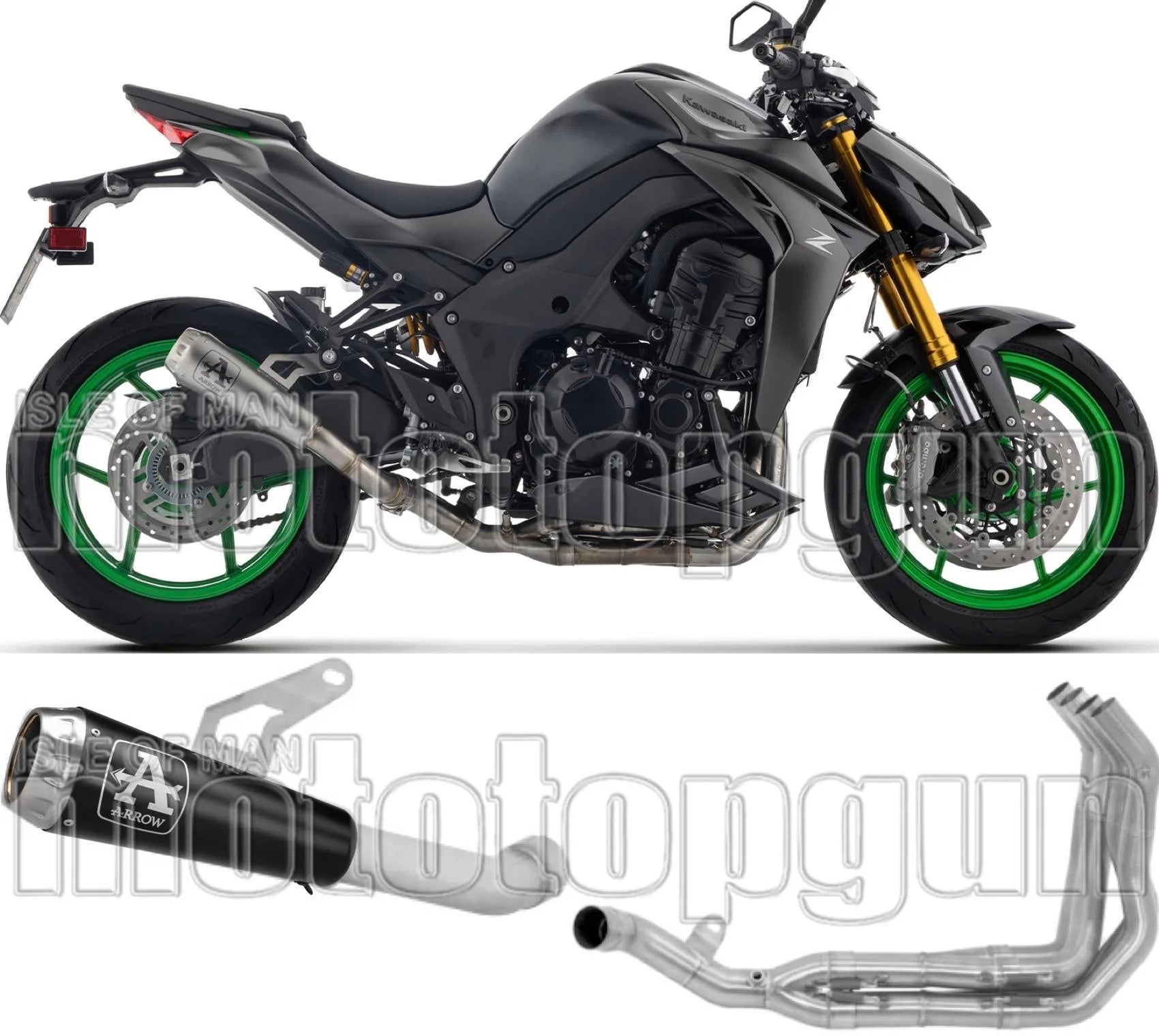 Complete Non-Catalytic Exhaust System With Sound Certification Pro-Race Black Stainless Steel Steel End Cap - Arrow Special Parts Compatible With Kawasaki Z 1100 Se (2025-2026)