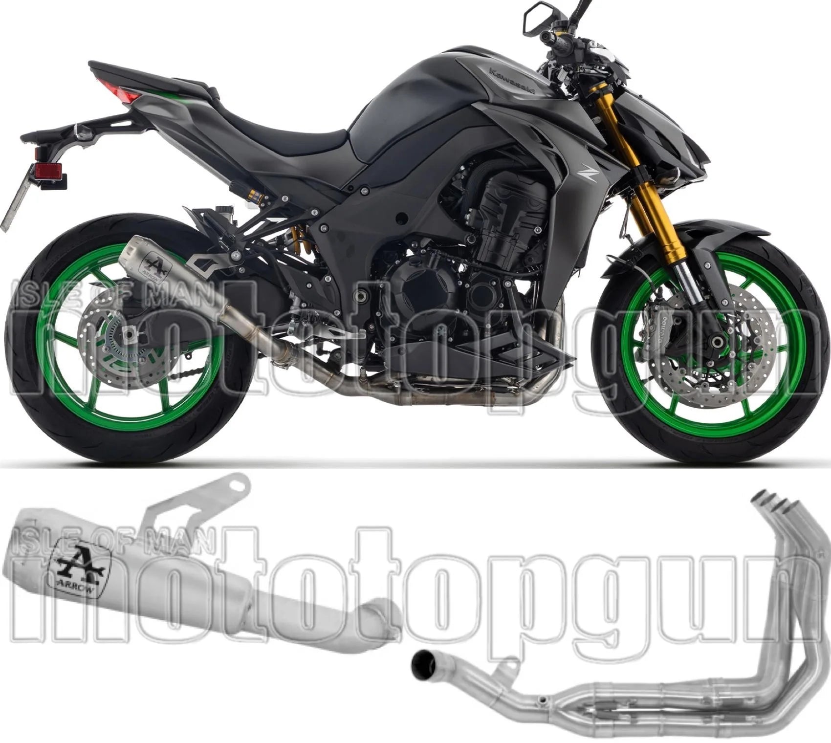 Complete Non-Catalytic Exhaust System With Sound Certification Pro-Race Nichrom Steel End Cap - Arrow Special Parts Compatible With Kawasaki Z 1100 (2025-2026)