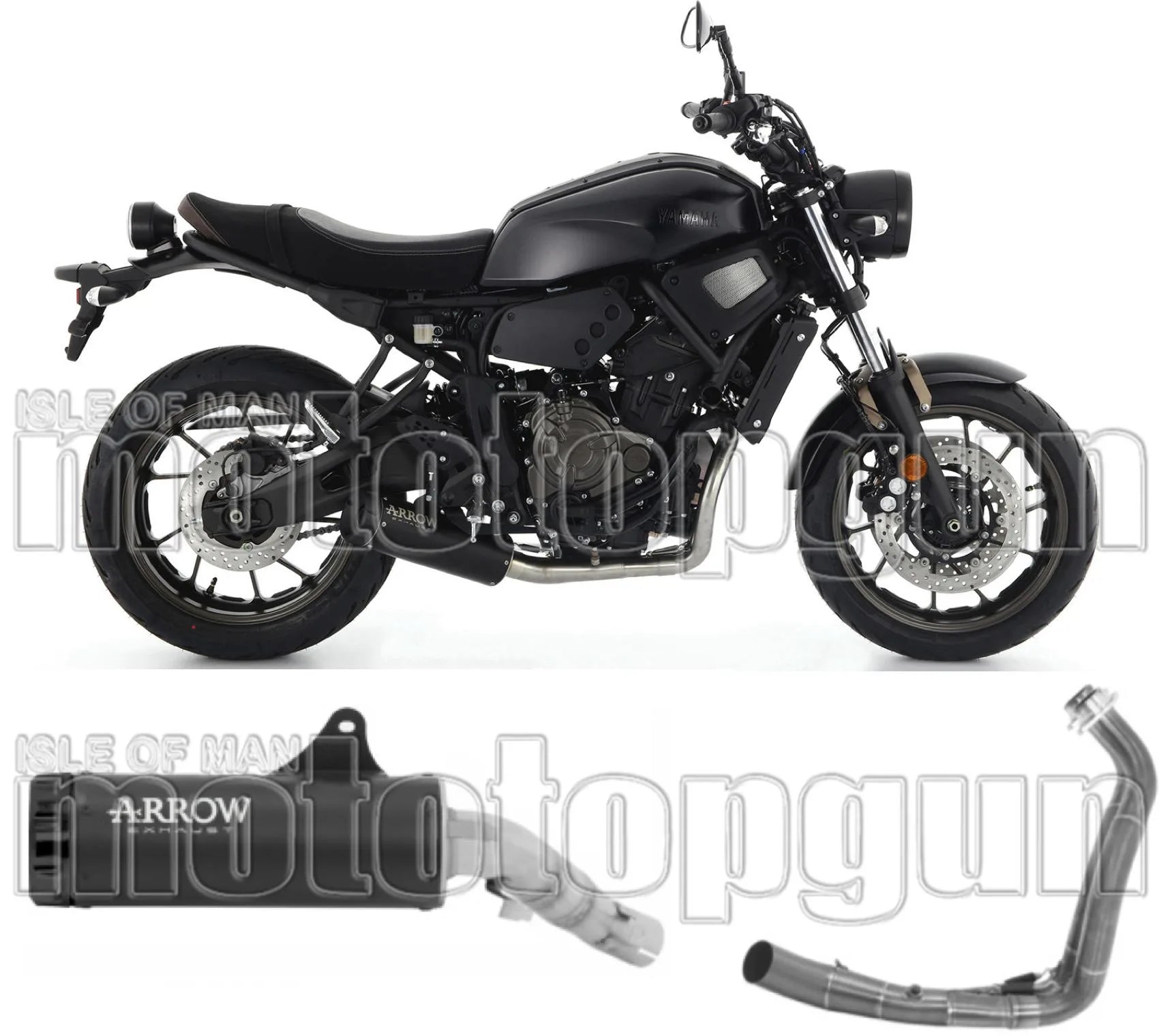 Complete Catalytic Exhaust System With Sound Certification Rebel Black Aluminium Black Aluminium - Arrow Special Parts Compatible With Yamaha Xsr 700 (2021-2024)