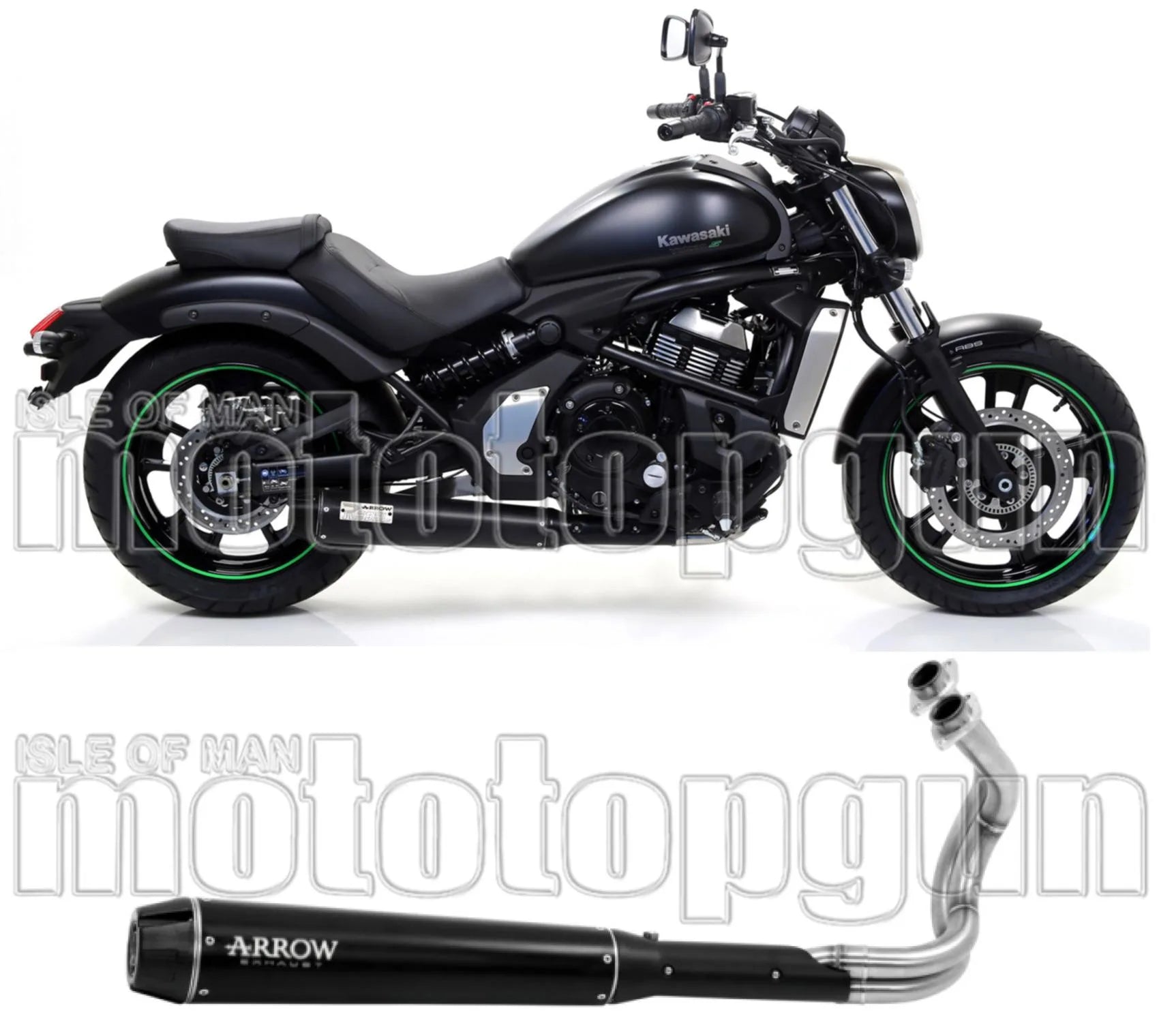 Complete Catalytic Exhaust System With Sound Certification Rebel Black Aluminium Carbon - Arrow Special Parts Compatible With Kawasaki Vulcan 650 S (2021-2024)