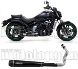 Complete Non-Catalytic Exhaust System With Sound Certification Rebel Black Aluminium Carbon - Arrow Special Parts Compatible With Kawasaki Vulcan 650 S (2021-2024)