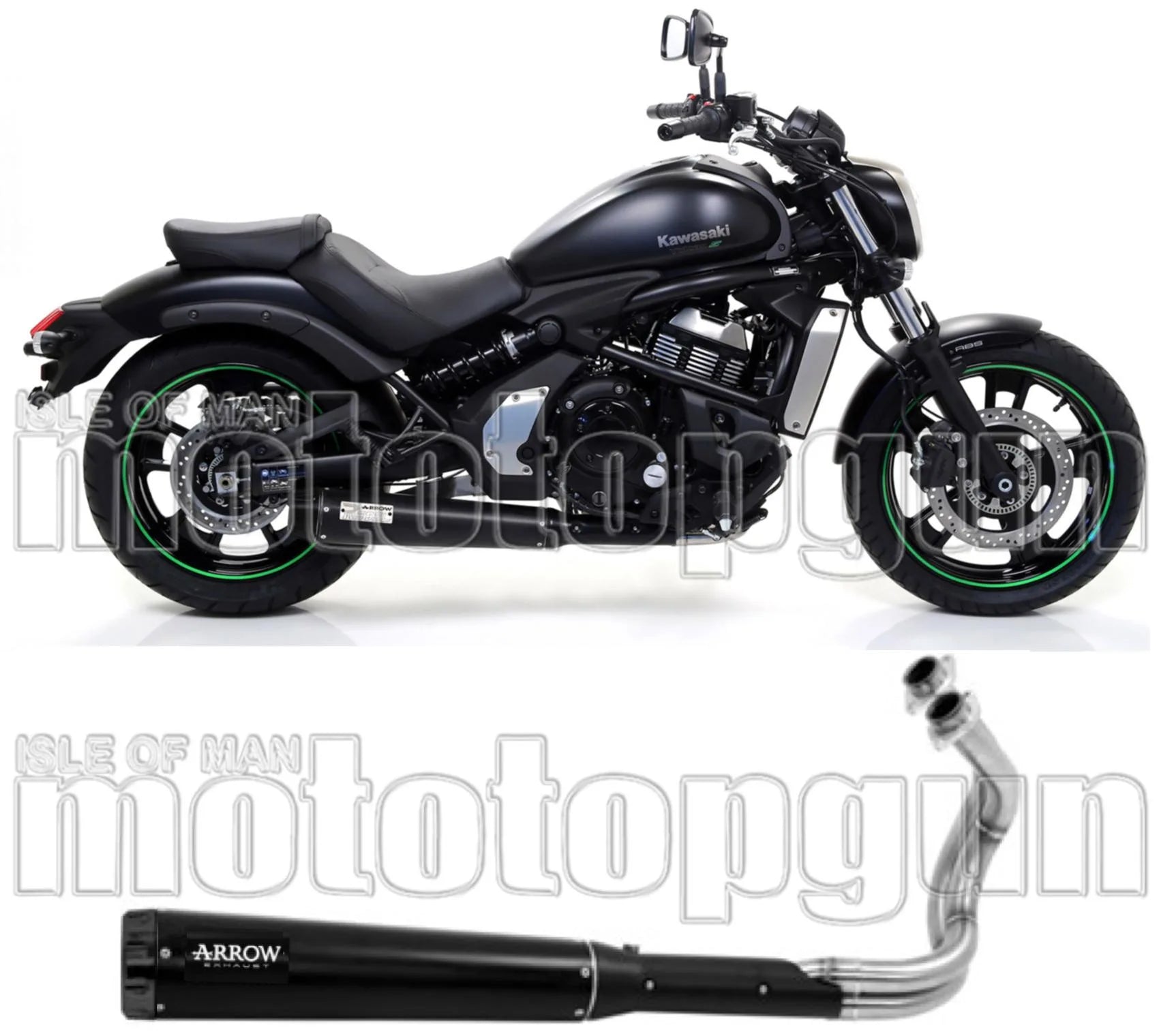 Complete Catalytic Exhaust System With Sound Certification Rebel Black Aluminium Black Aluminium - Arrow Special Parts Compatible With Kawasaki Vulcan 650 S (2021-2024)