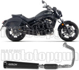 Complete Catalytic Exhaust System With Sound Certification Rebel Black Stainless Steel Steel Black End Cap - Arrow Special Parts Compatible With Kawasaki Vulcan 650 S (2025-2026)