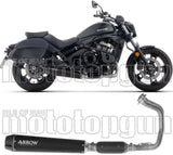 Complete Catalytic Exhaust System With Sound Certification Rebel Black Stainless Steel Carby End Cap - Arrow Special Parts Compatible With Kawasaki Vulcan 650 S (2025-2026)