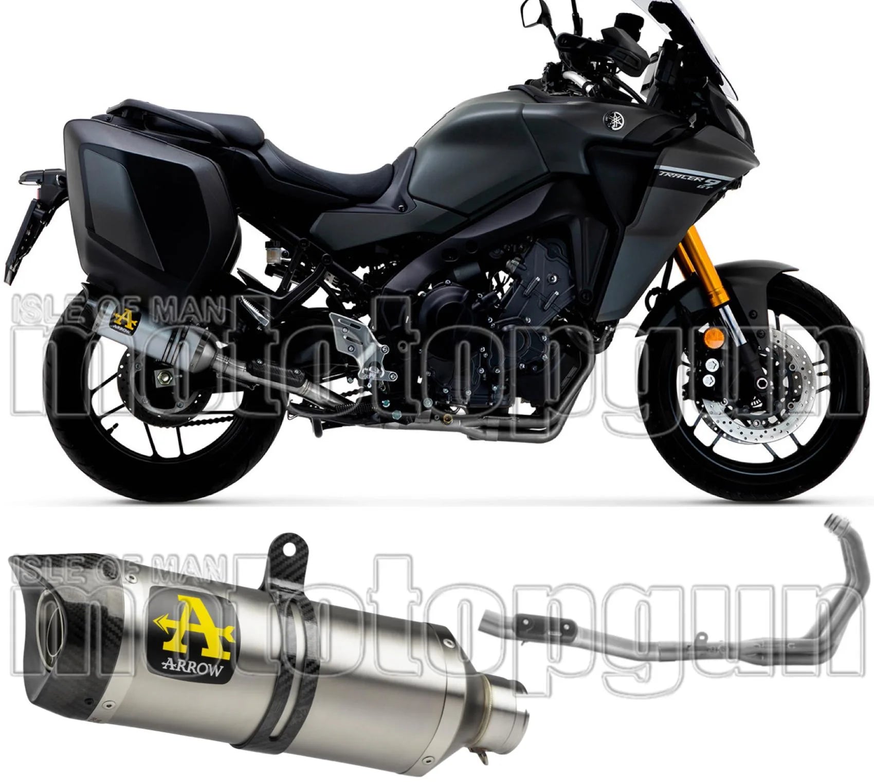 Complete Catalytic Exhaust System With Sound Certification Thunder Aluminium Carbon - Arrow Special Parts Compatible With Yamaha Tracer 9 Gt (2021-2024)