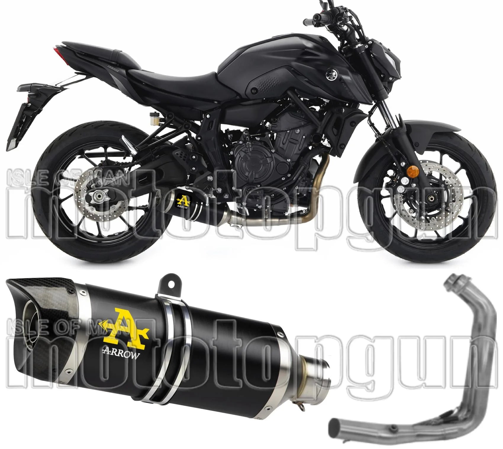 Complete Non-Catalytic Exhaust System With Sound Certification Thunder Black Aluminium Carbon - Arrow Special Parts Compatible With Yamaha Mt-07 (2021-2024)