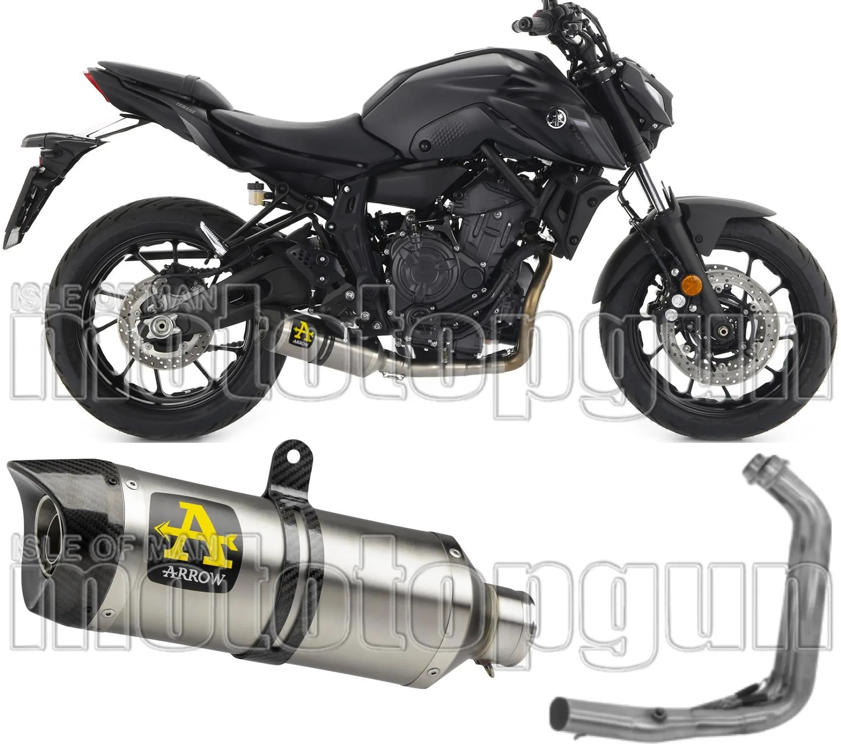 Complete Catalytic Exhaust System With Sound Certification Thunder Titanium Carbon - Arrow Special Parts Compatible With Yamaha Mt-07 (2021-2024)