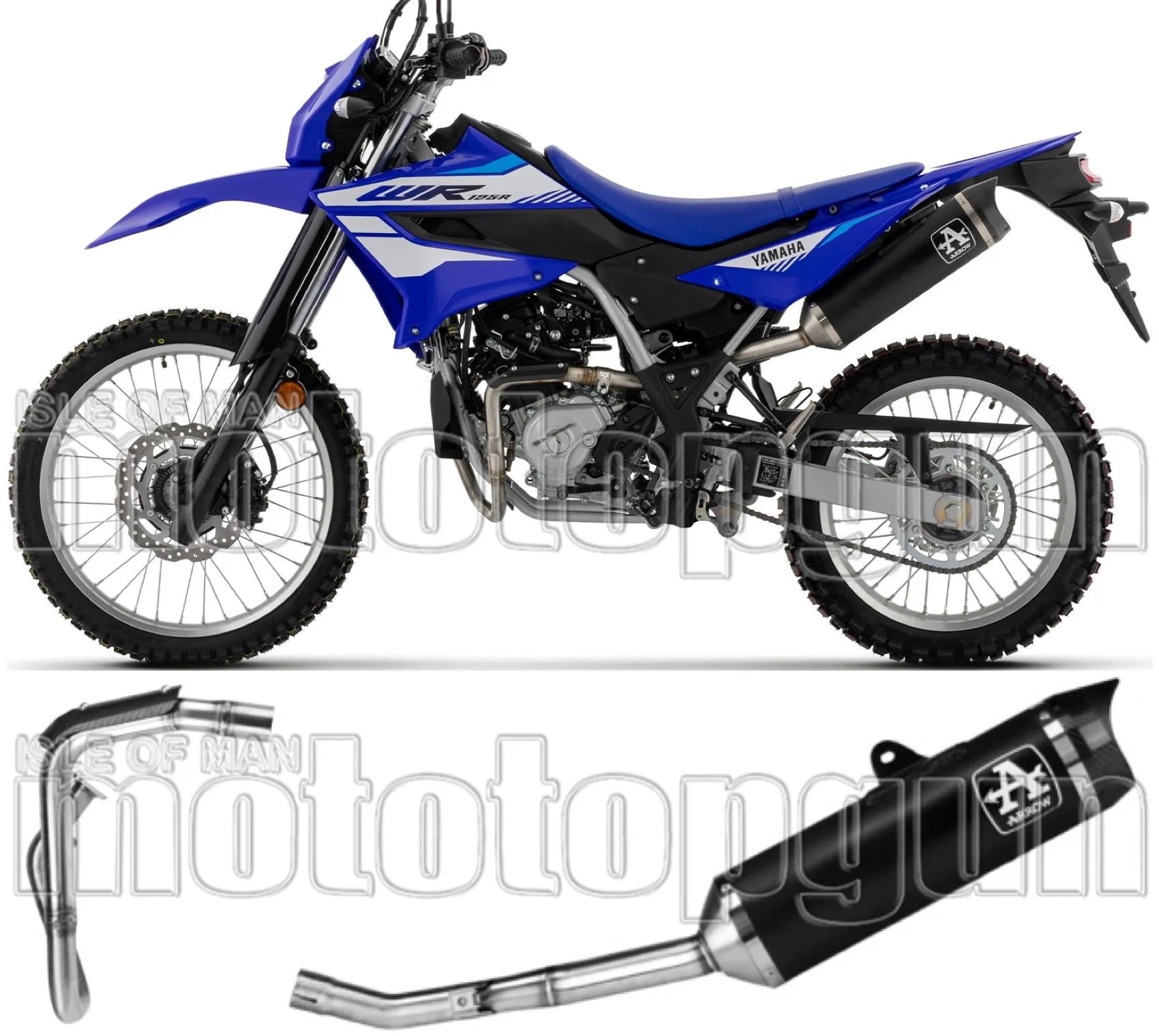 Complete Non-Catalytic Exhaust System With Sound Certification Thunder Black Aluminium Carby End Cap - Arrow Special Parts Compatible With Yamaha Wr 125 R (2026)