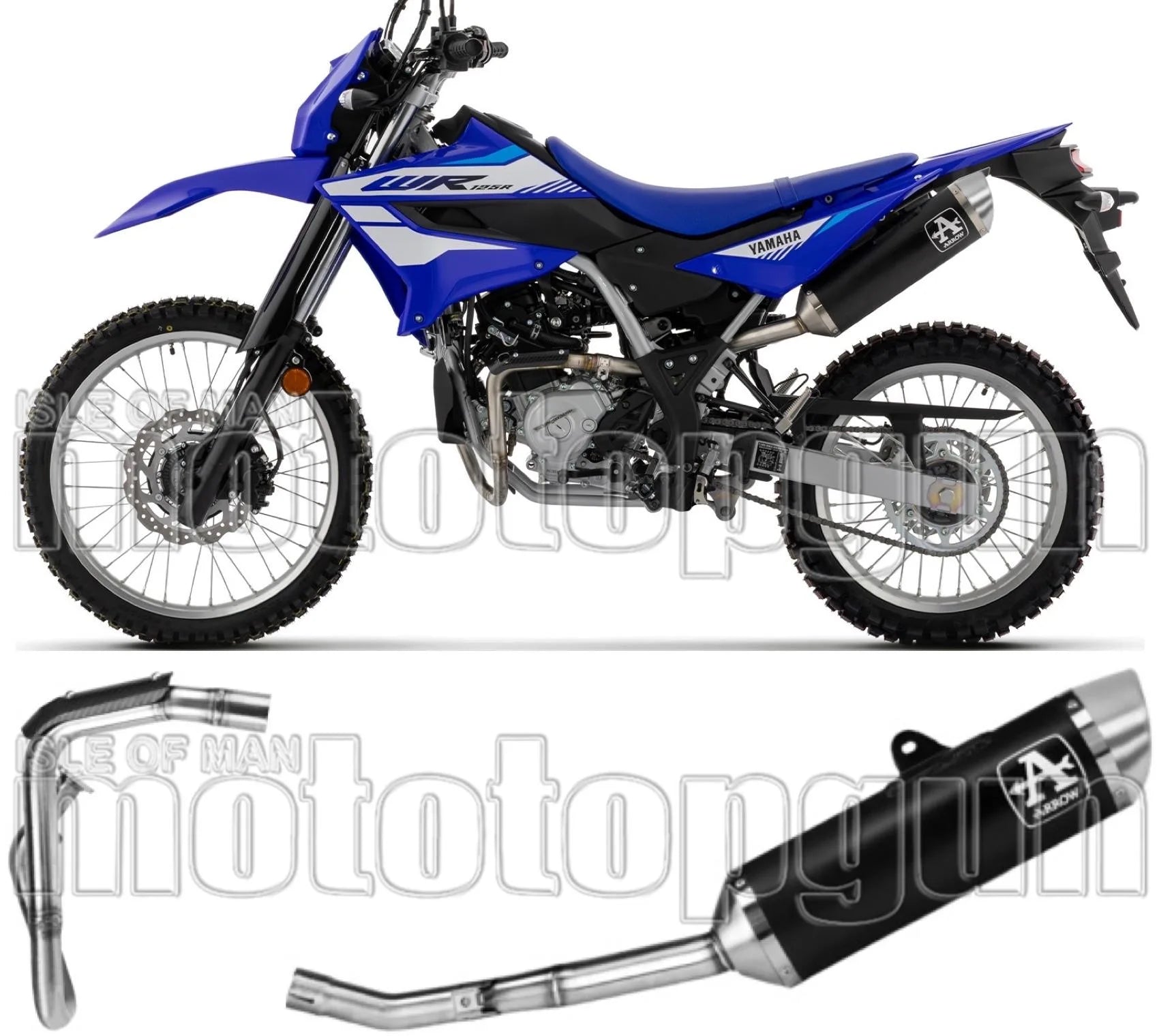Complete Non-Catalytic Exhaust System With Sound Certification Thunder Black Aluminium Steel End Cap - Arrow Special Parts Compatible With Yamaha Wr 125 R (2026)