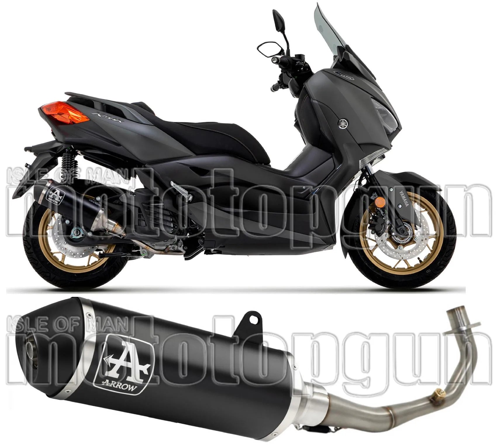 Complete Catalytic Exhaust System With Sound Certification Urban Black Aluminium Stainless Steel Black - Arrow Special Parts Compatible With Yamaha X-Max 125 (2021-2024)