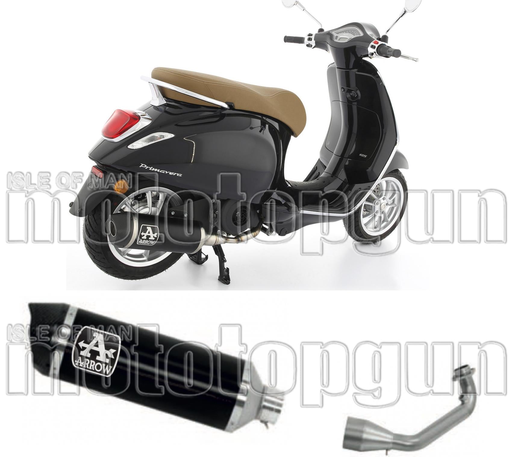 Complete Catalytic Exhaust System With Sound Certification Race-Tech Black Aluminium Carbon - Arrow Special Parts Compatible With Piaggio Vespa Sprint 125 3V (2021-2023)