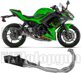 Complete Catalytic Exhaust System With Sound Certification Veloce Black Aluminium Carby End Cap - Arrow Special Parts Compatible With Kawasaki Z 650 35Kw (2024-2026)