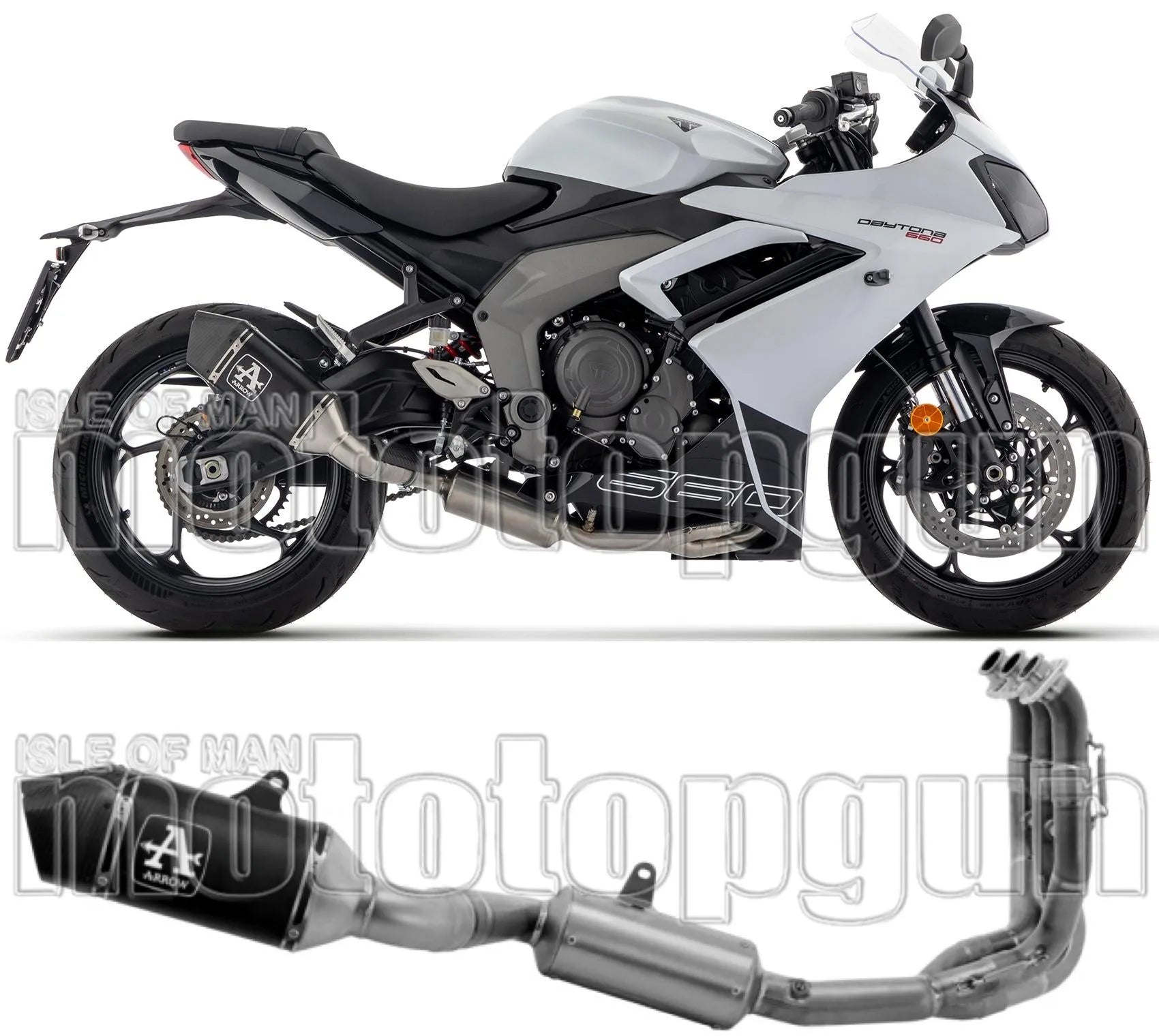 Complete Catalytic Exhaust System With Sound Certification Veloce Black Aluminium Carbon - Arrow Special Parts Compatible With Triumph Daytona 660 (2024-2026)